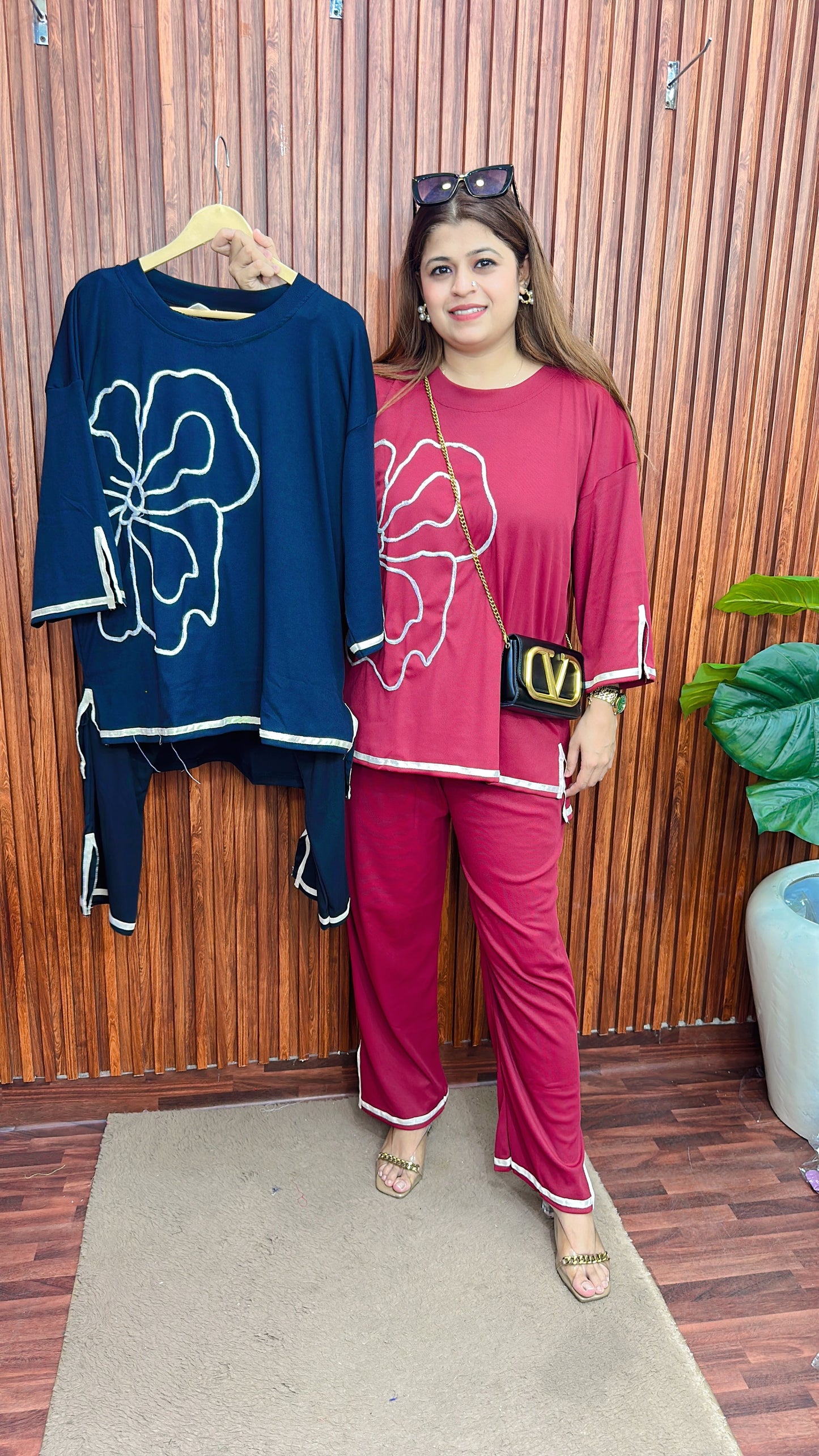 Rose cotton ribbed coord set