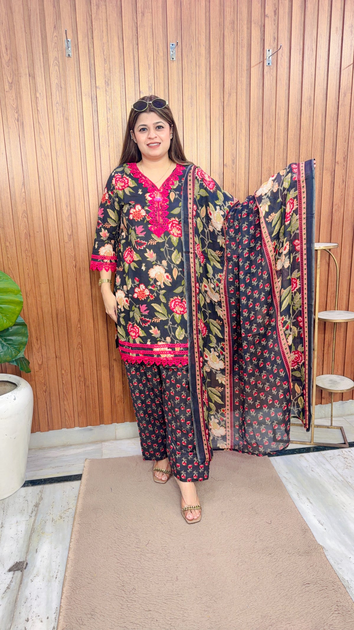 Inara Floral Farshi Three Piece Suit