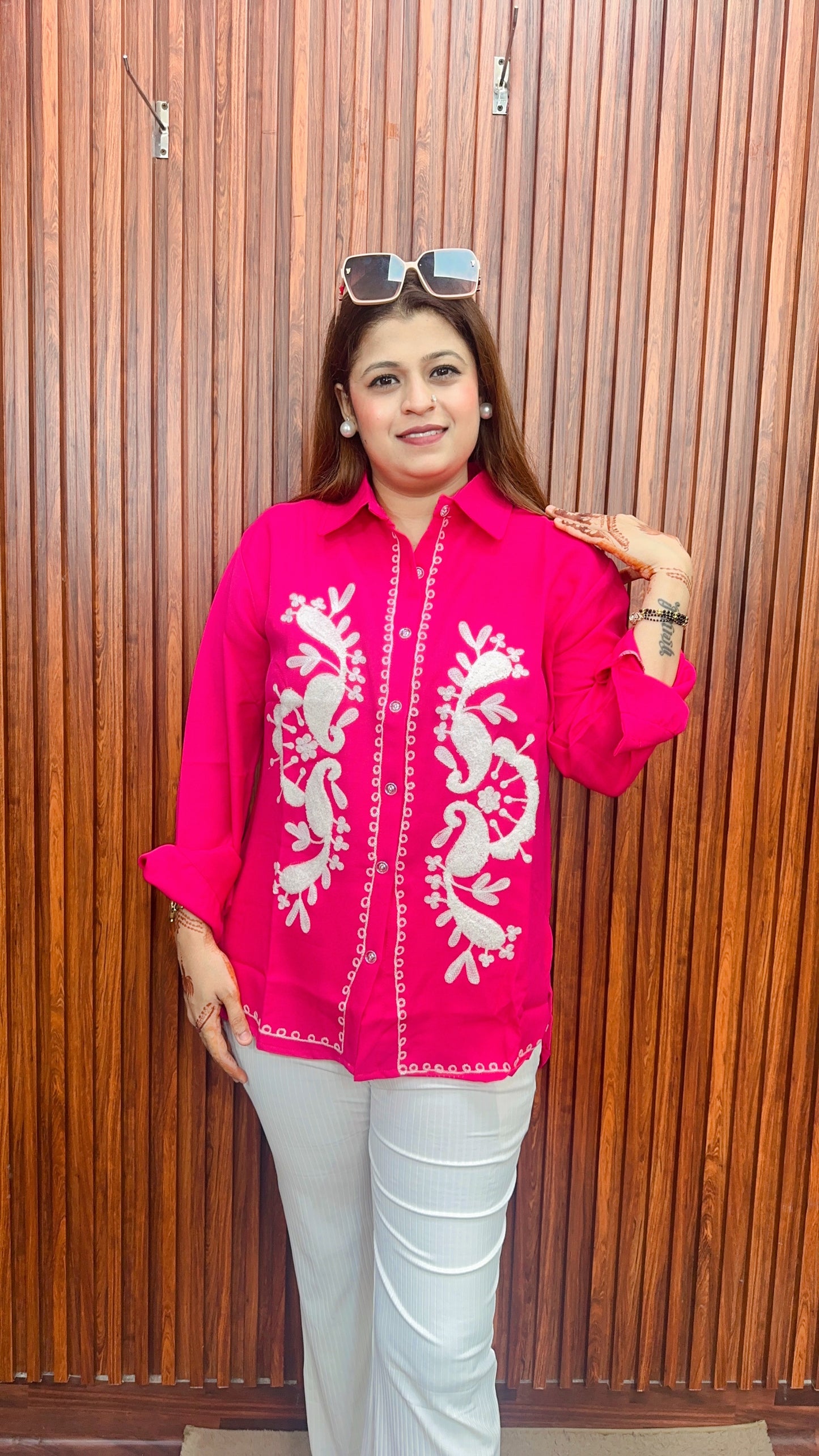 White embroidery Cotton shirt