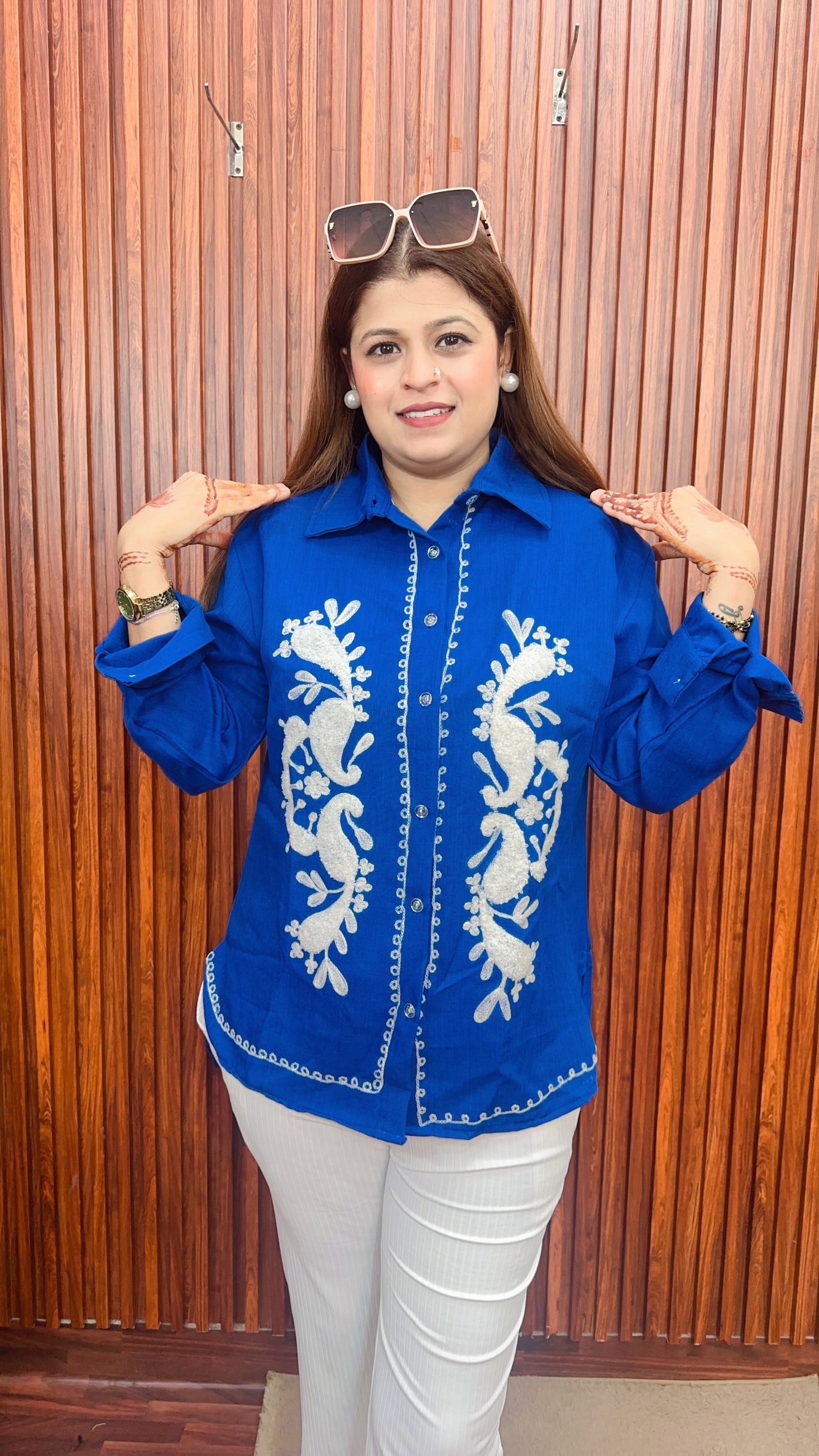 White embroidery Cotton shirt