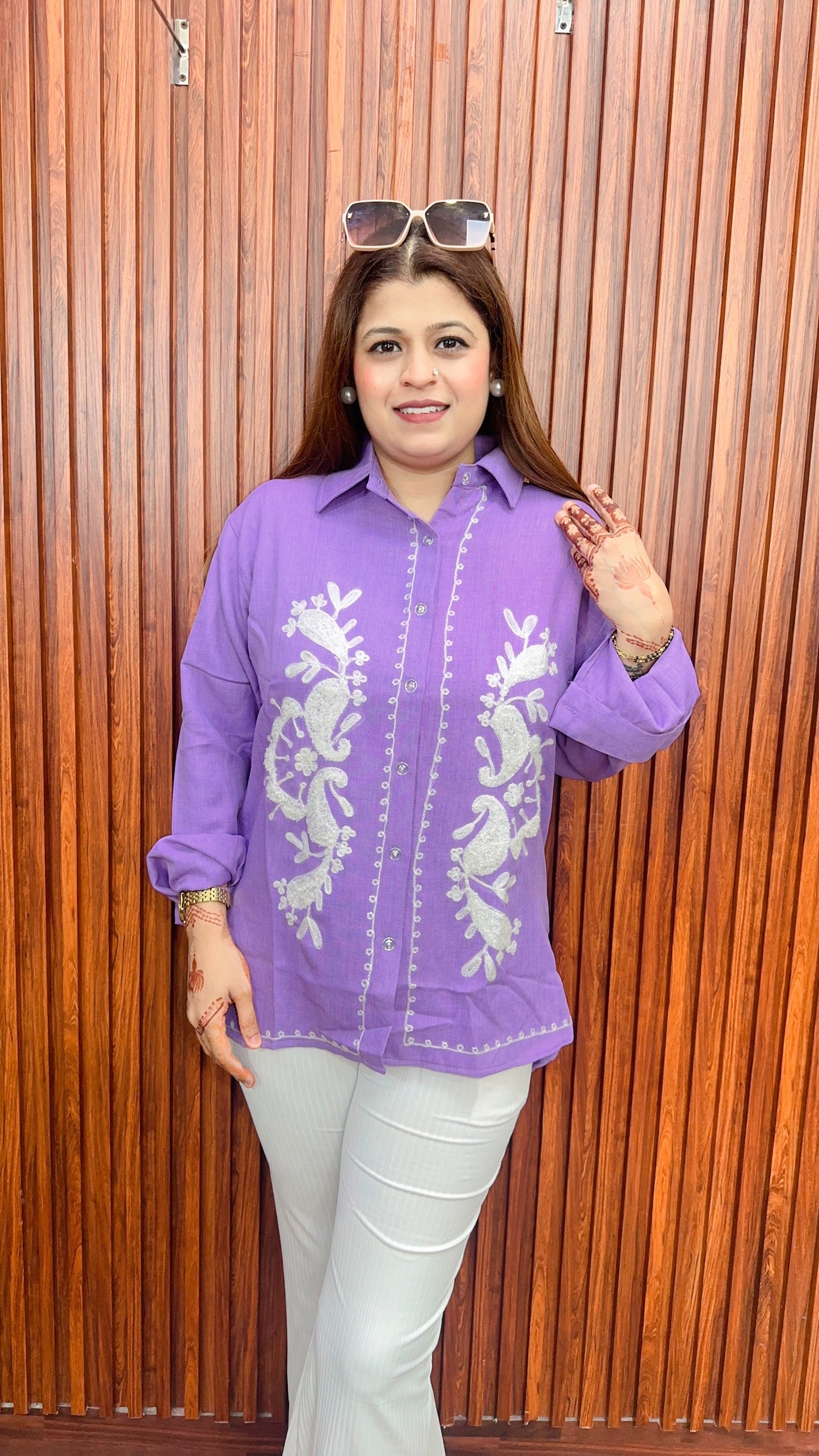 White embroidery Cotton shirt