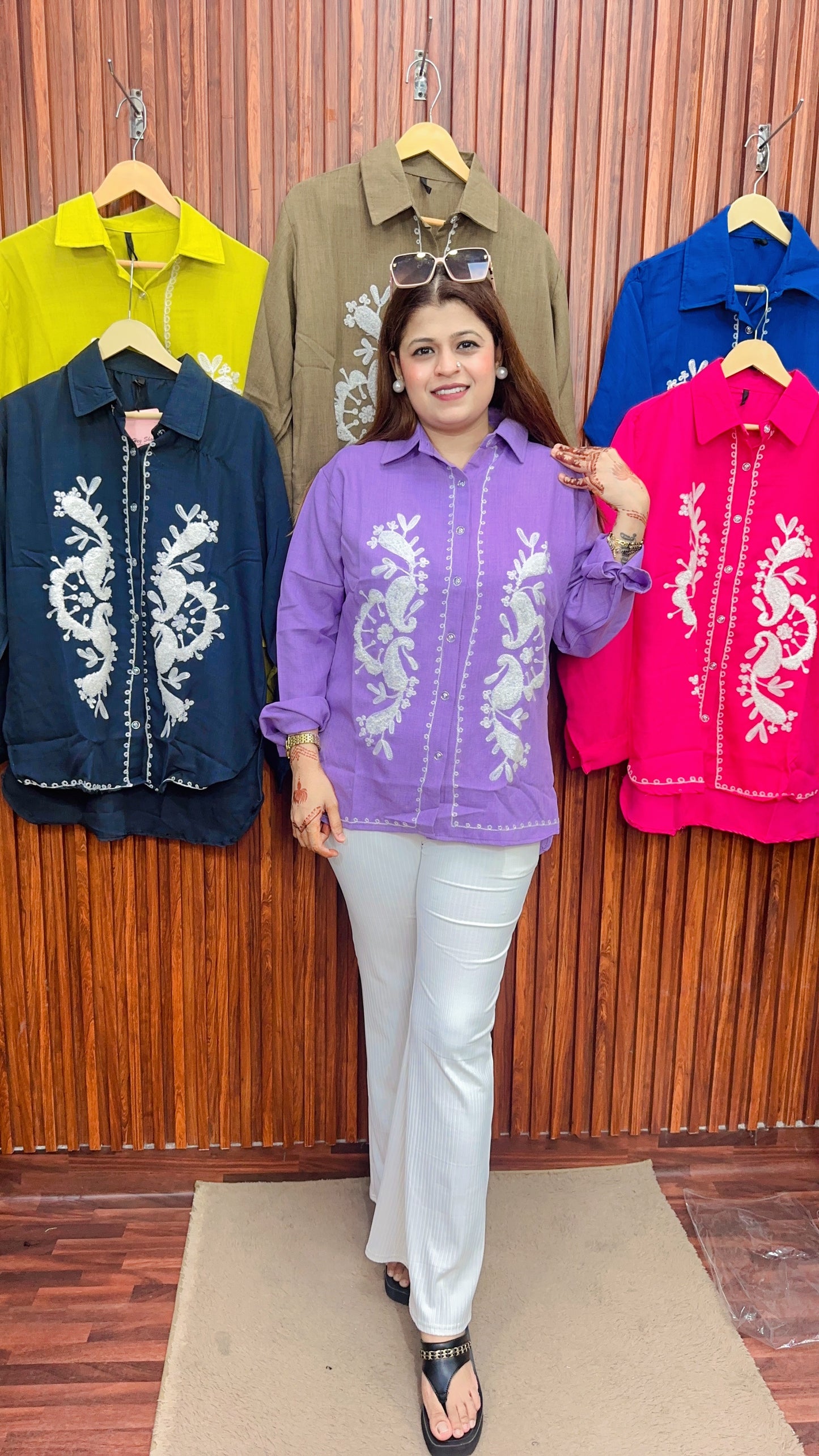 White embroidery Cotton shirt