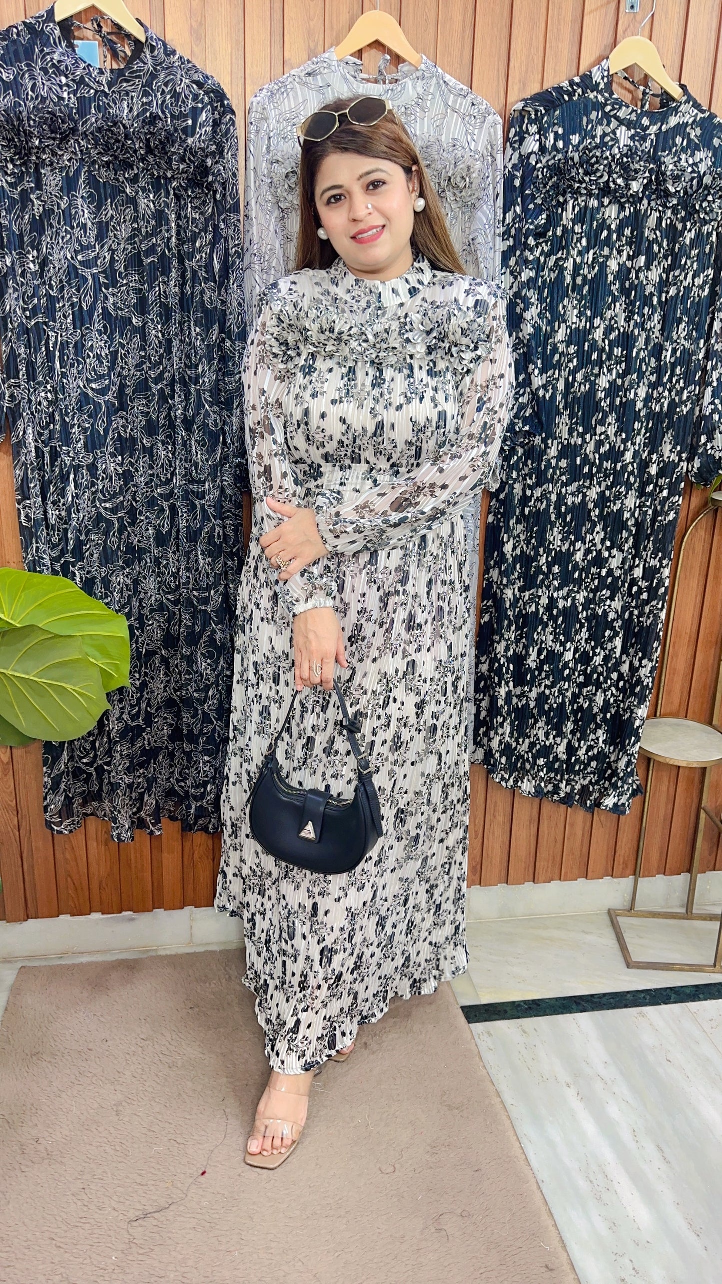 Georgette Floral Pletted Dress