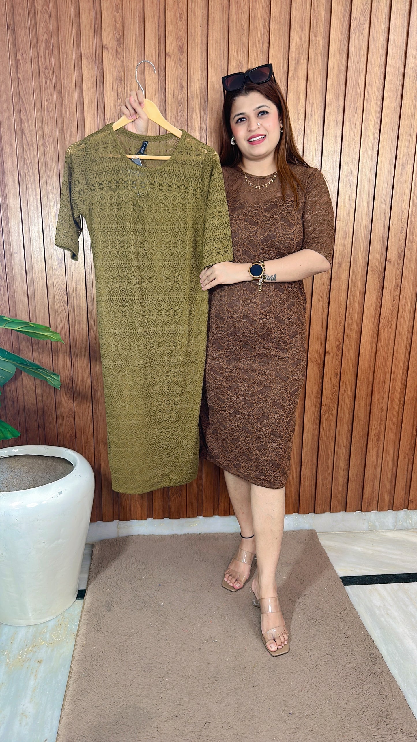 Knee length Net Imported Dress