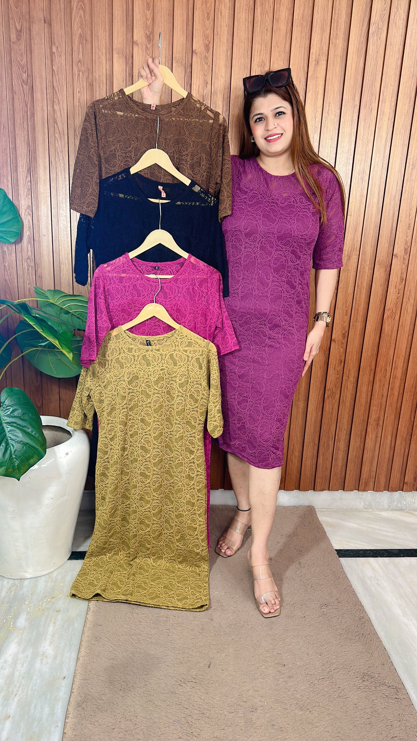Knee length Net Imported Dress