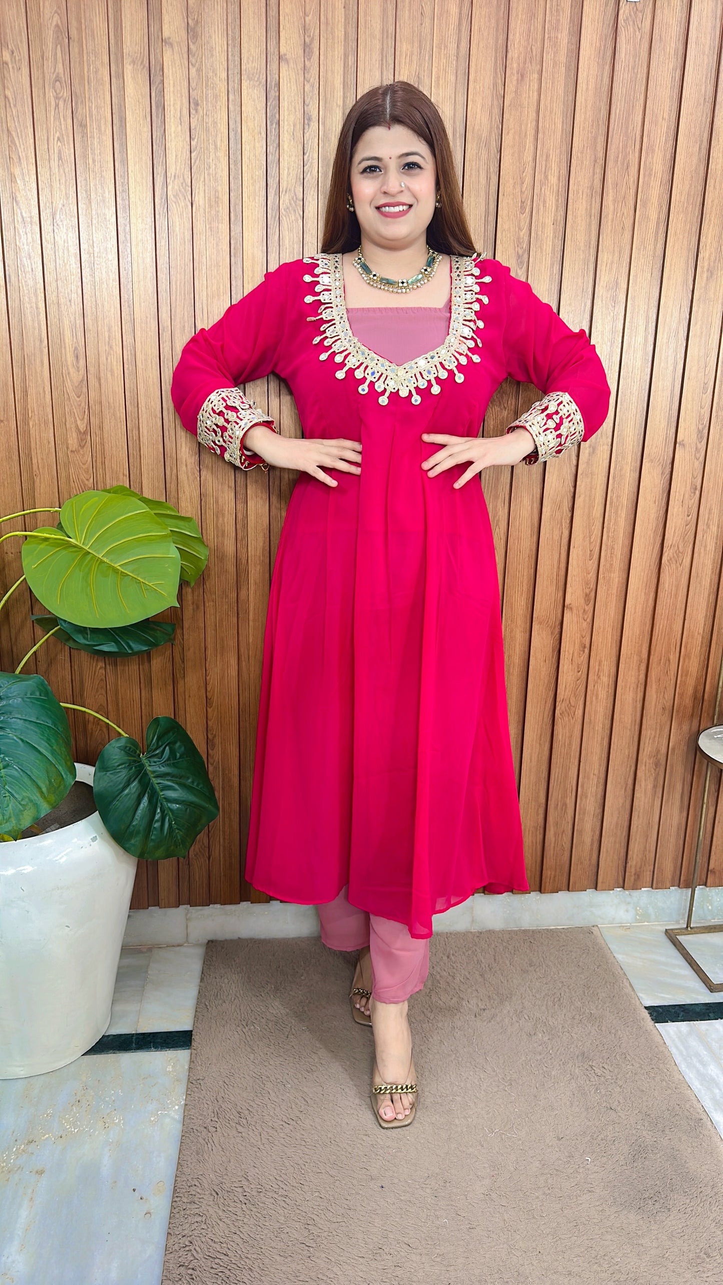 Indo western Mirror work speghetti Kurta set