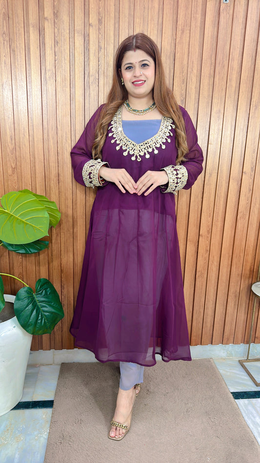 Indo western Mirror work speghetti Kurta set