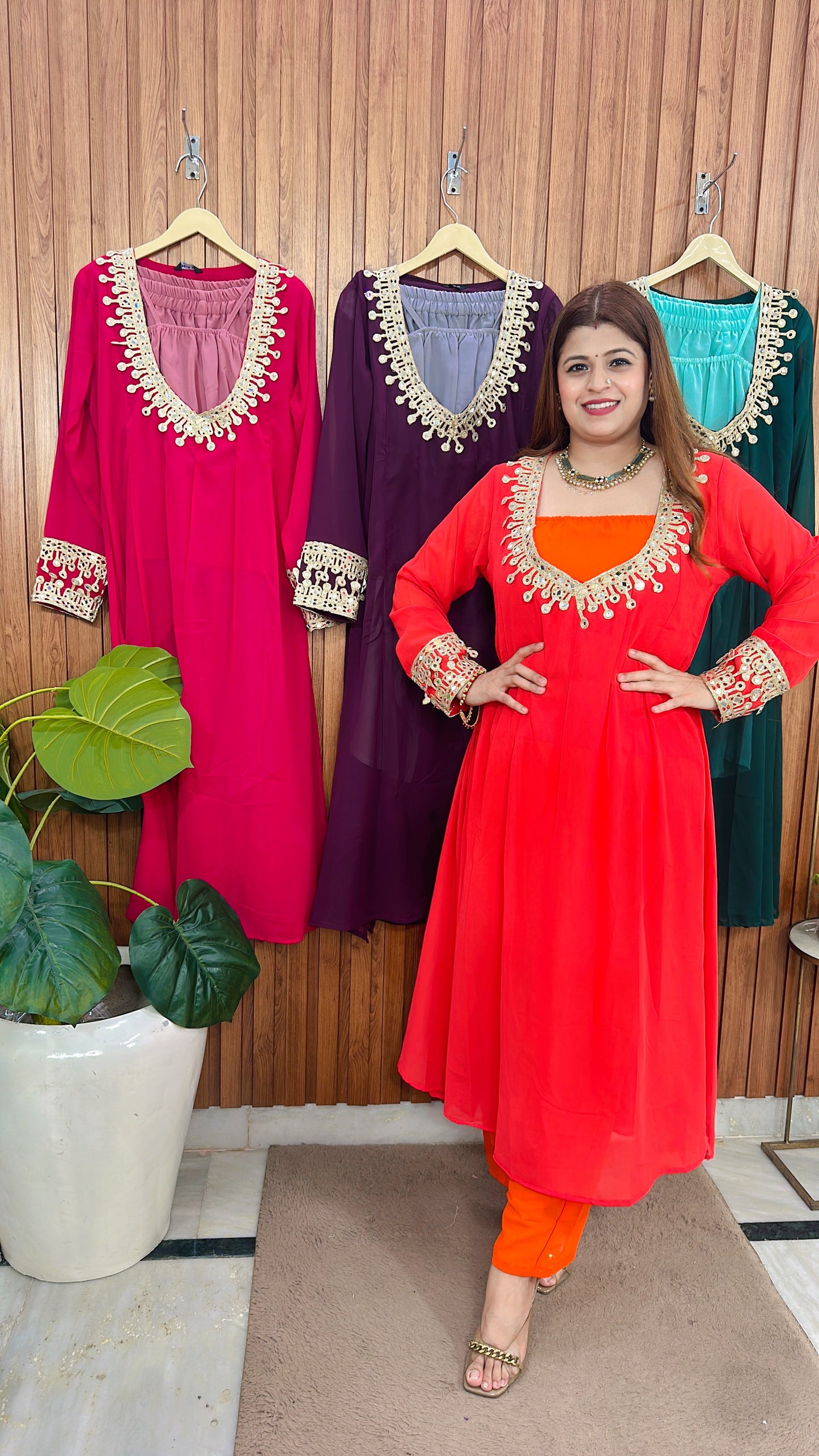 Indo western Mirror work speghetti Kurta set