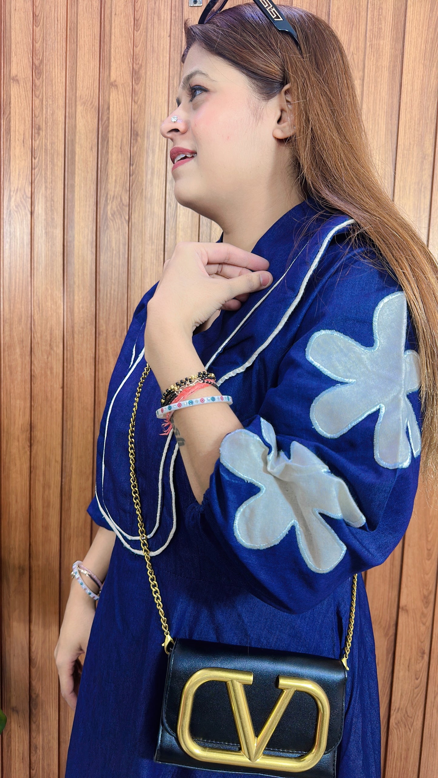 Denim floral Maxi Dress