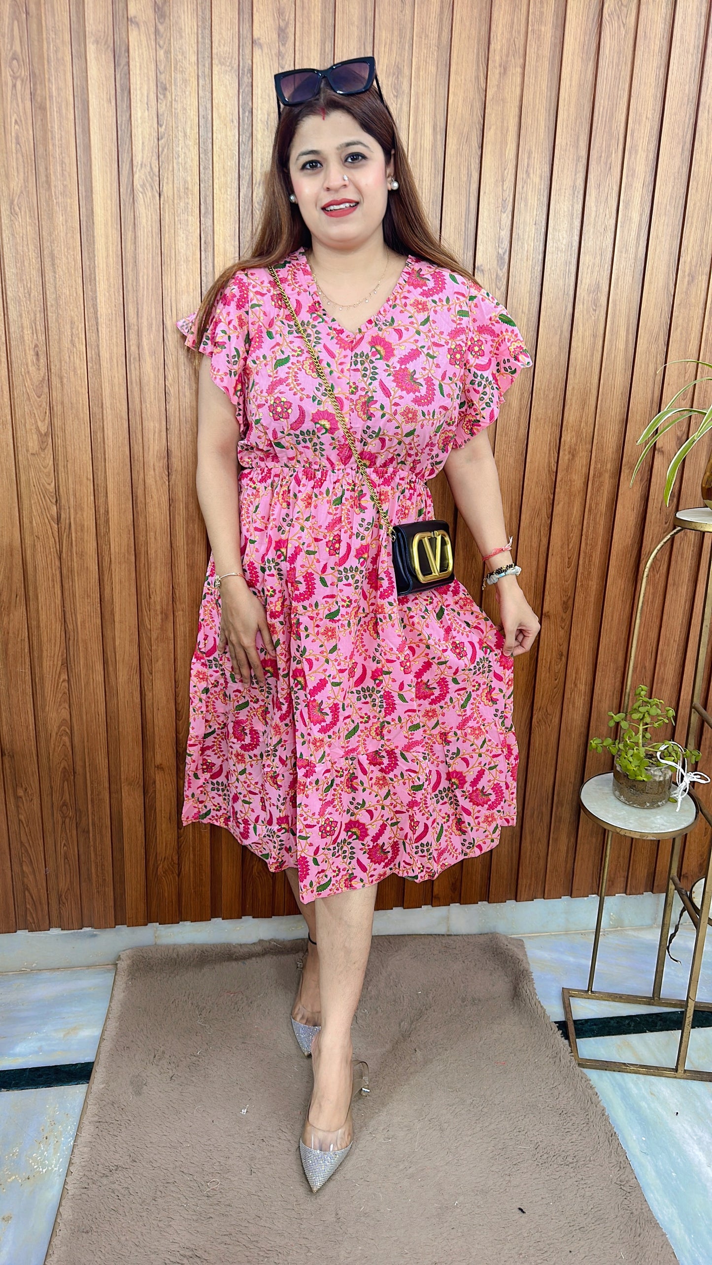 Cotton Floral Short Dress