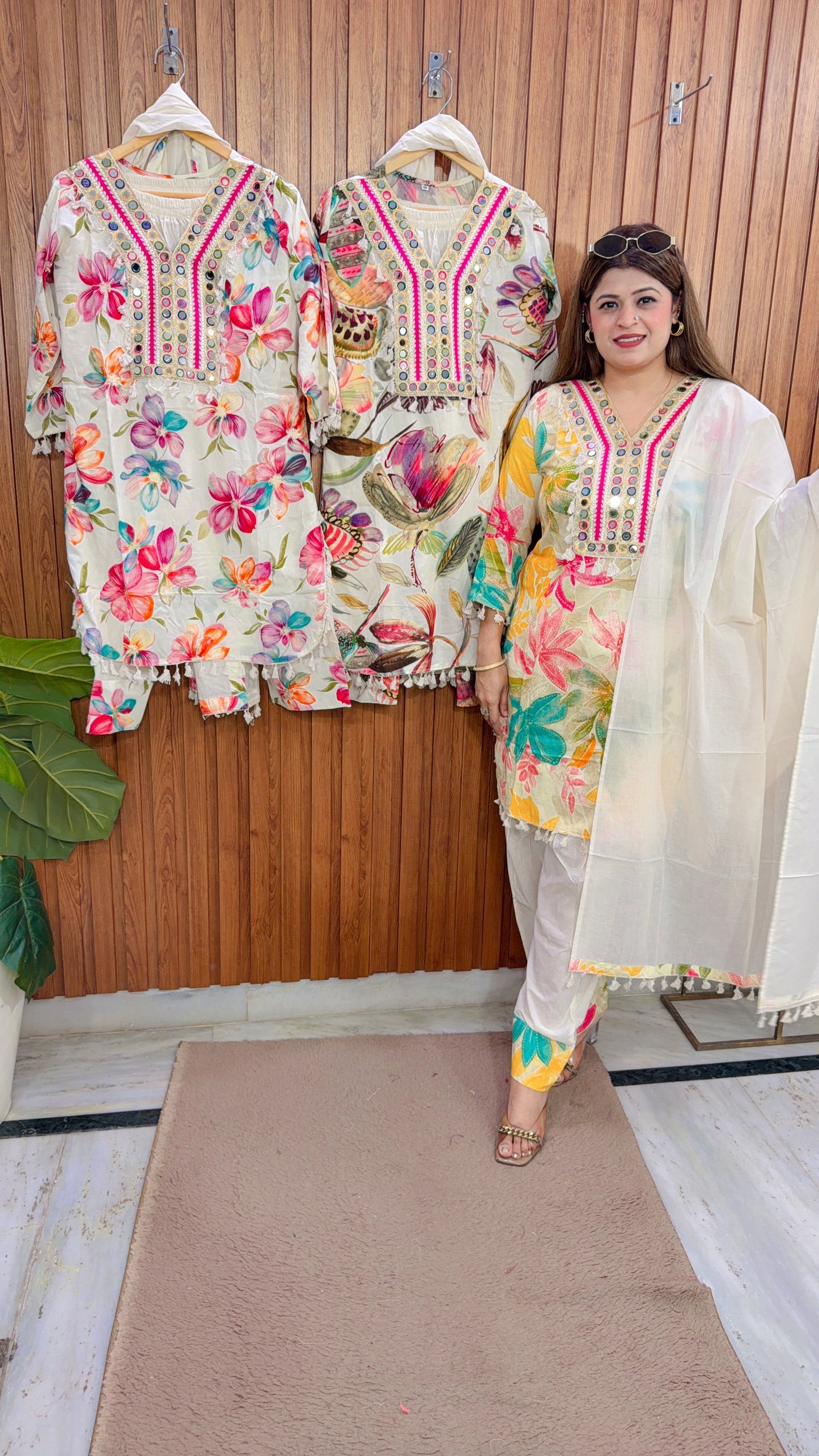 Mirror Flower Three Piece Farshi Suit