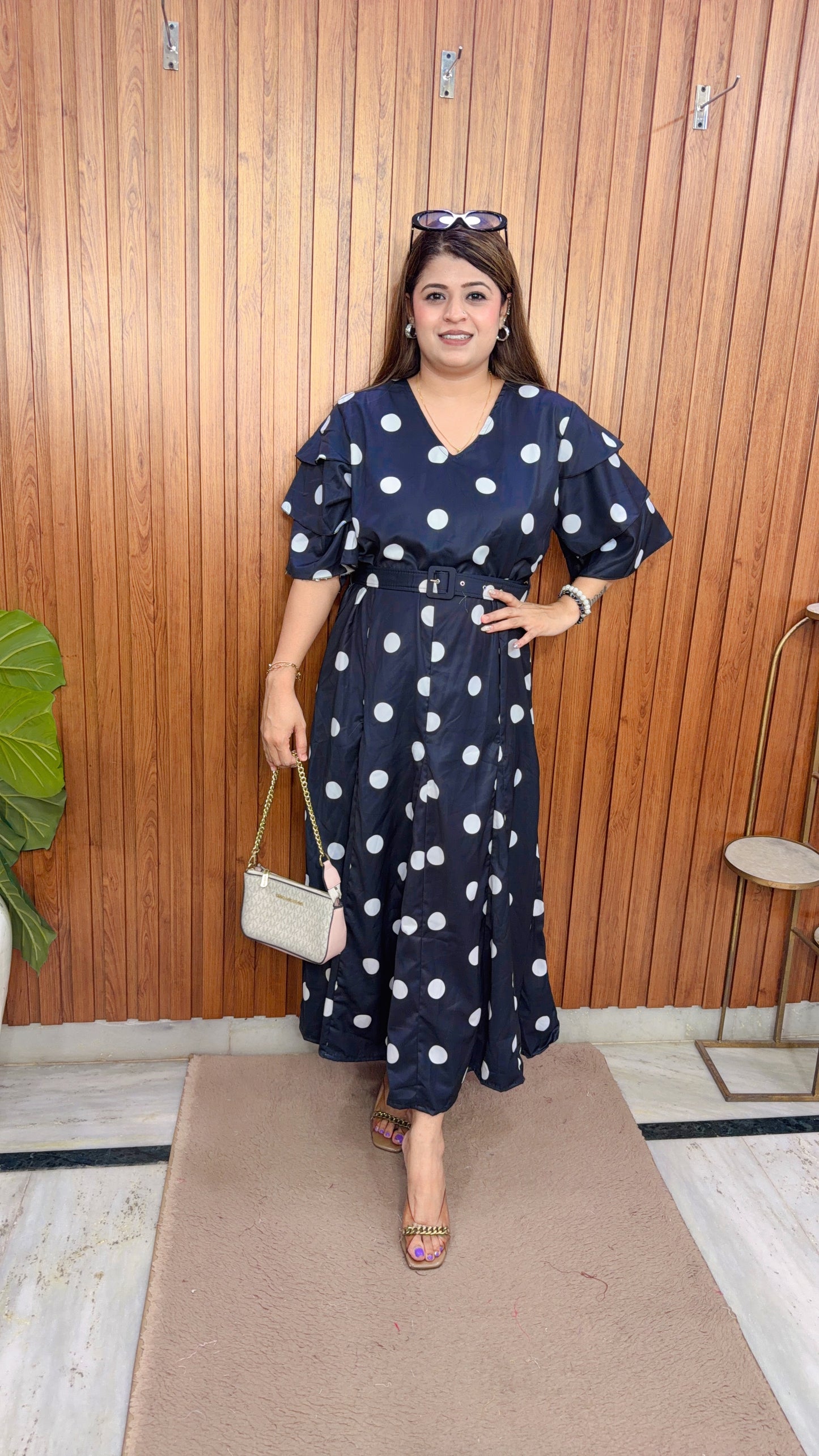 Polka Cotton Crepe Maxi Dress