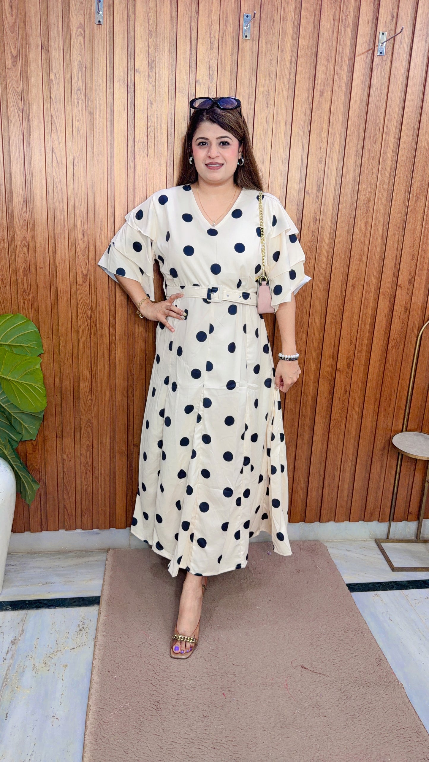 Polka Cotton Crepe Maxi Dress
