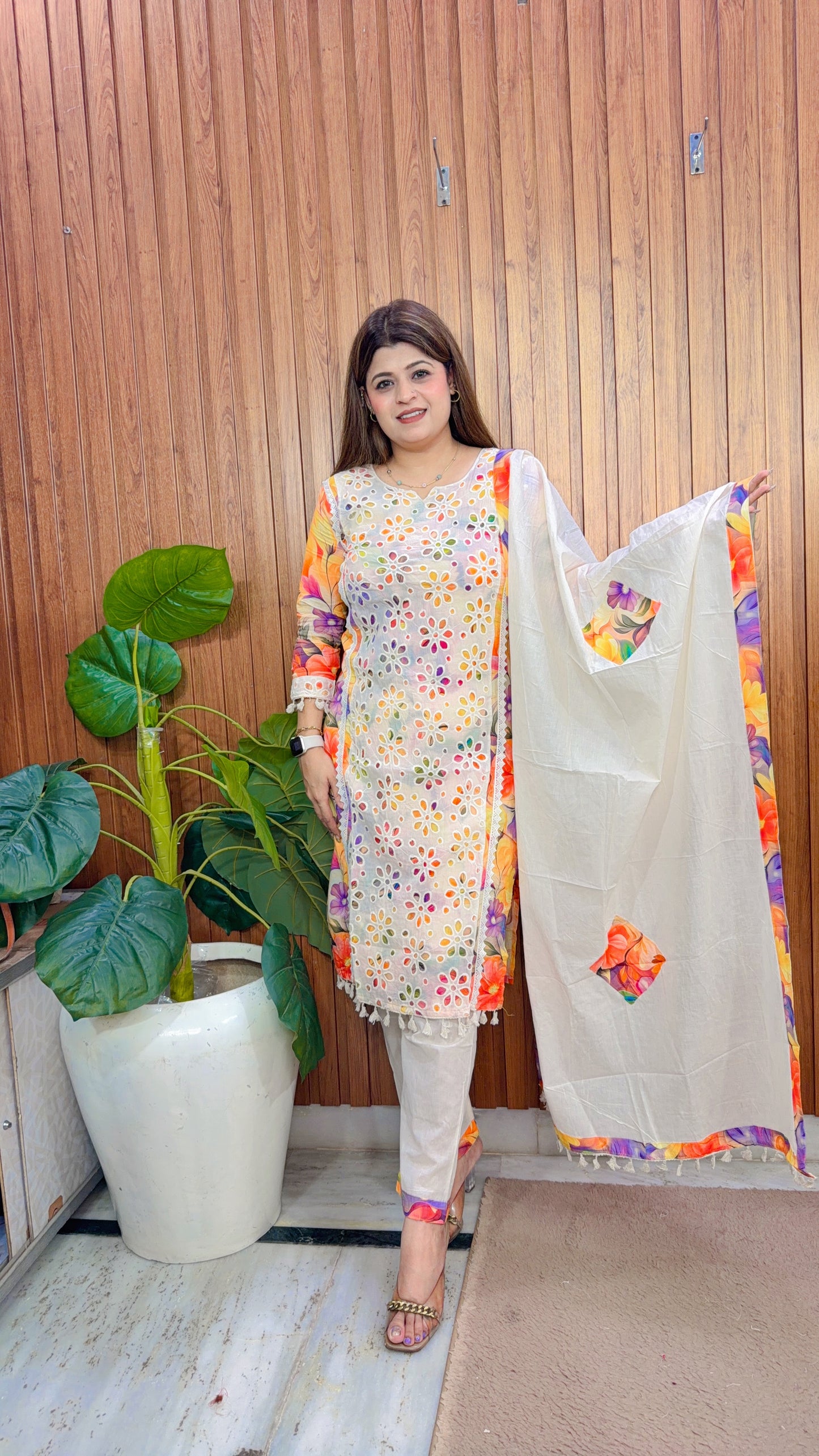 Premium Schifli Cotton Three Piece Suit