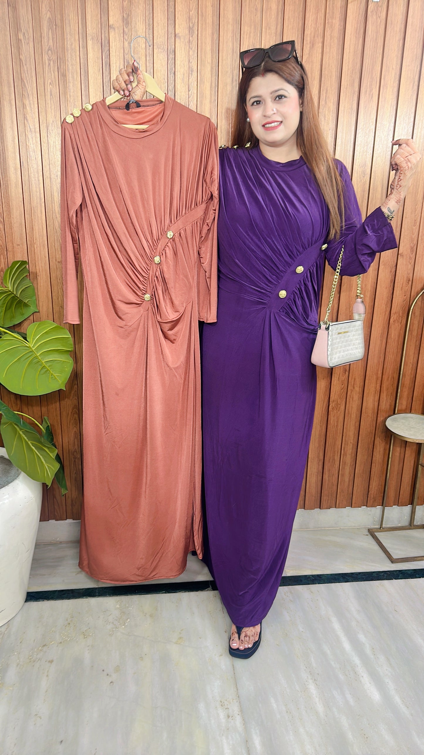 Classy Matalic button dress