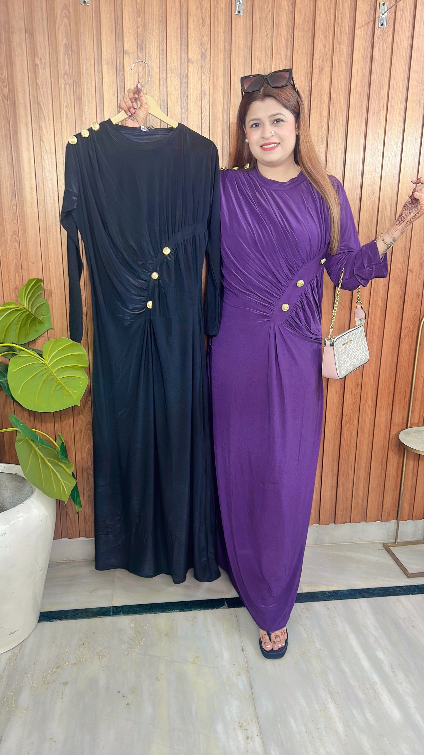 Classy Matalic button dress