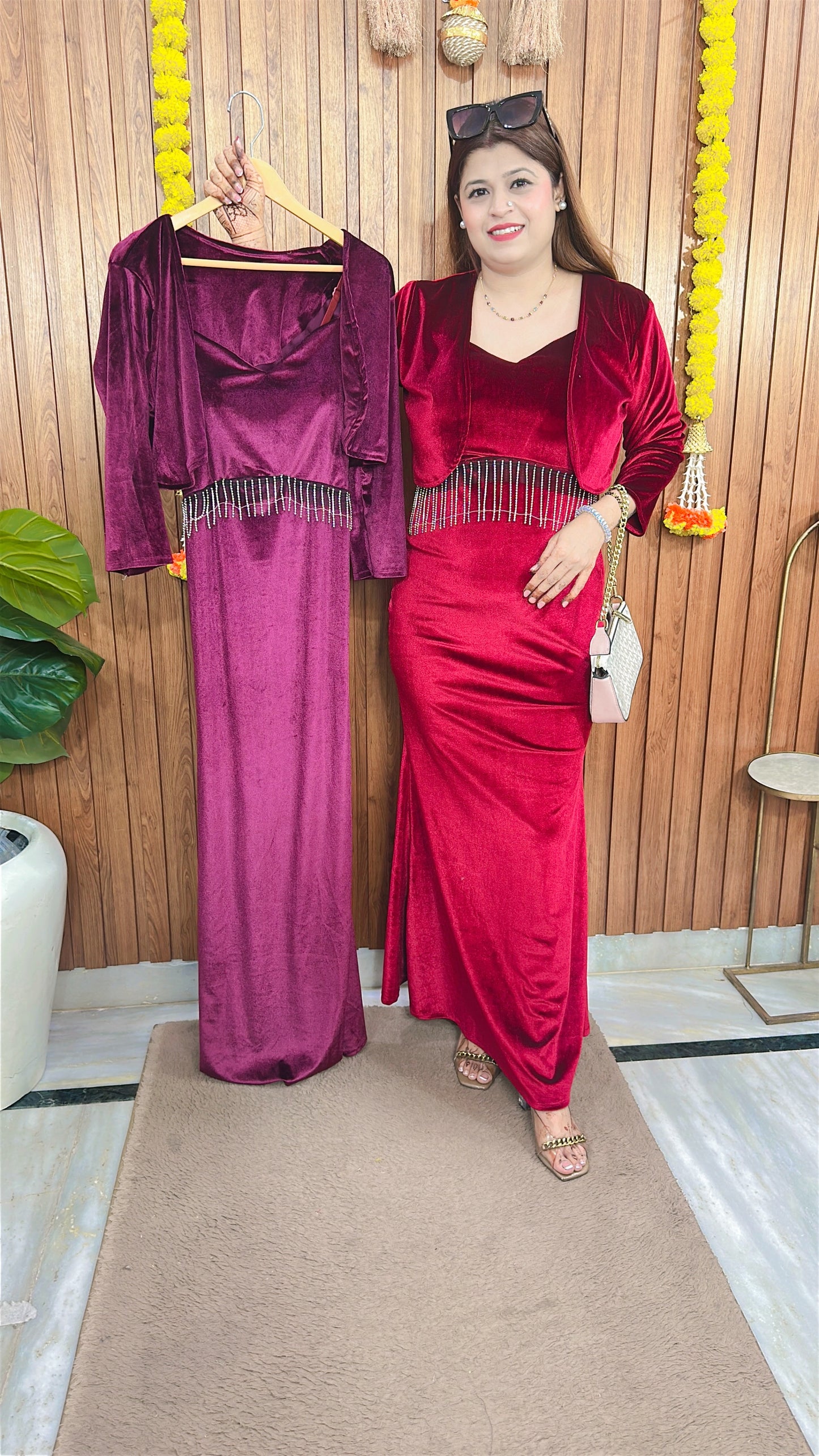 Velvet Fish Cut Dress