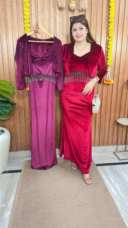 Velvet Fish Cut Dress