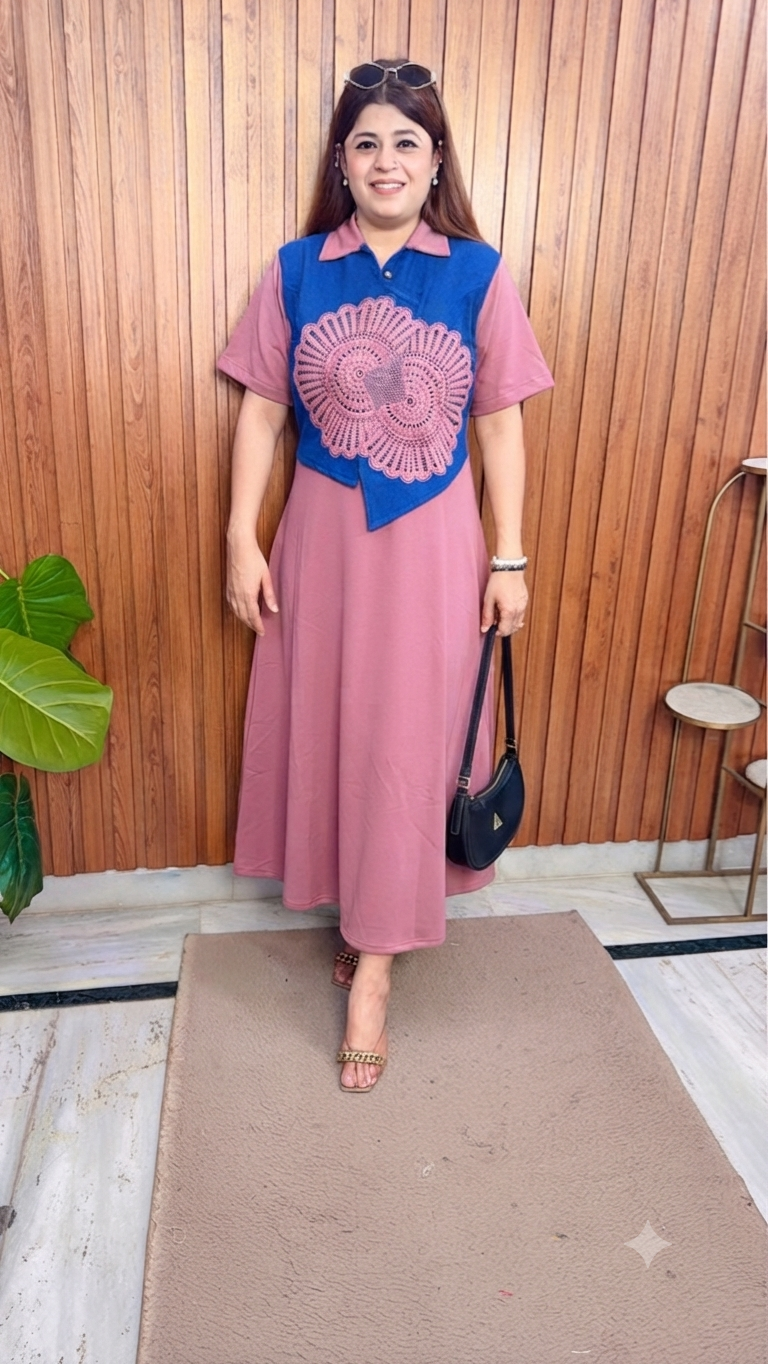 Denim Crochet Imported Lycra Dress