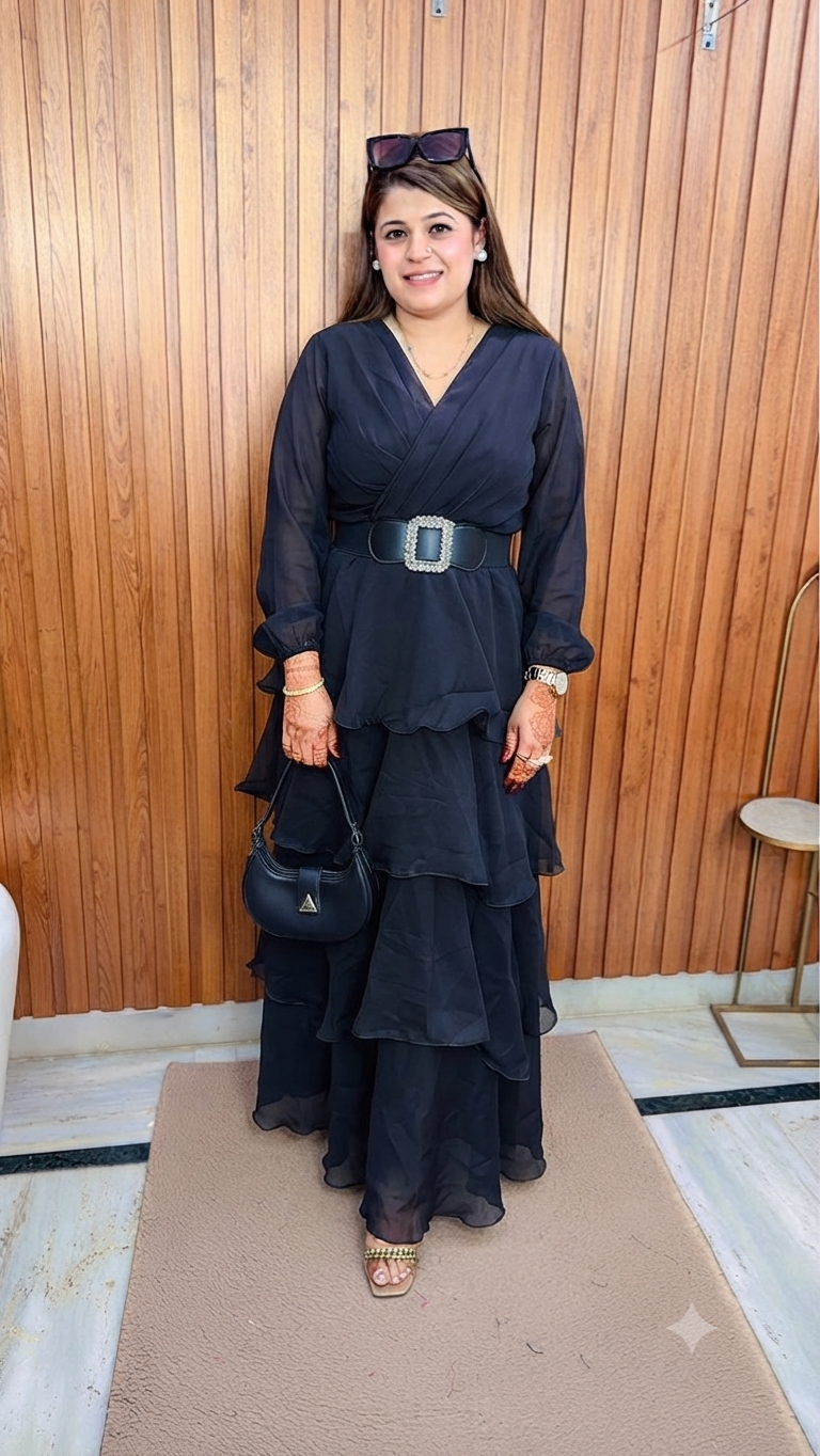 Elegance Frill Shiffon Dress