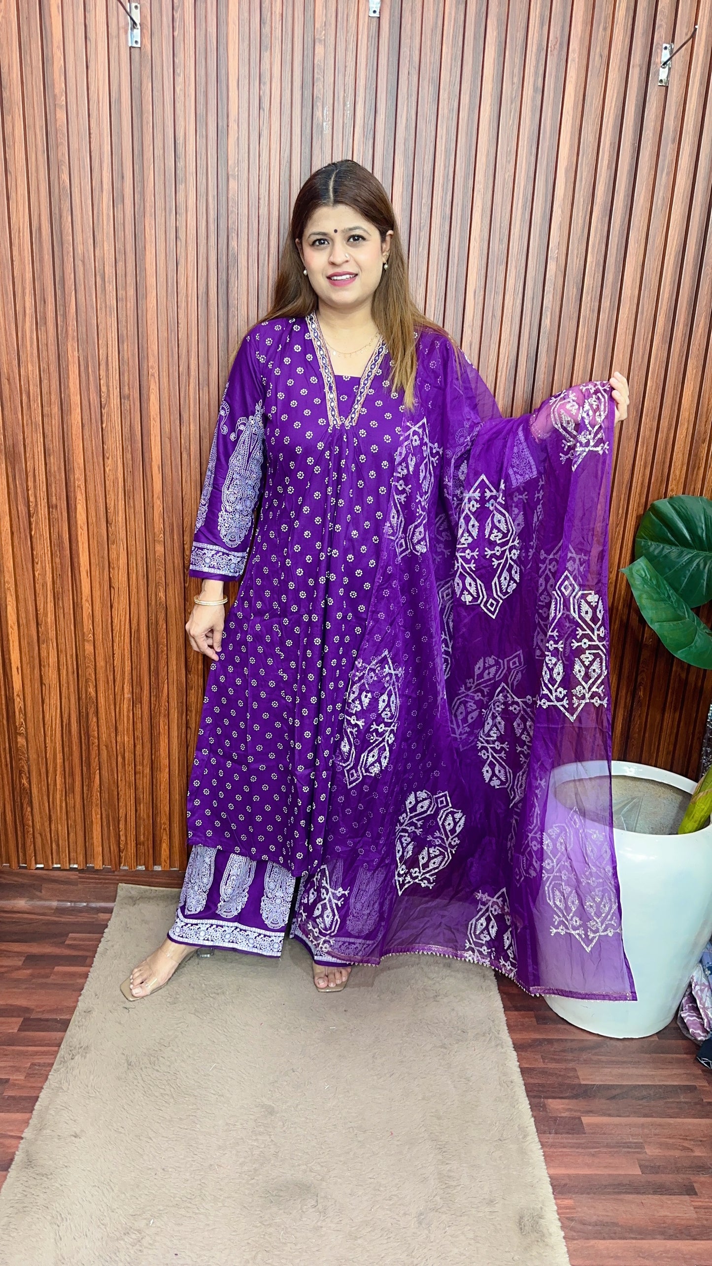 Jamdani A line block print plazo suit set
