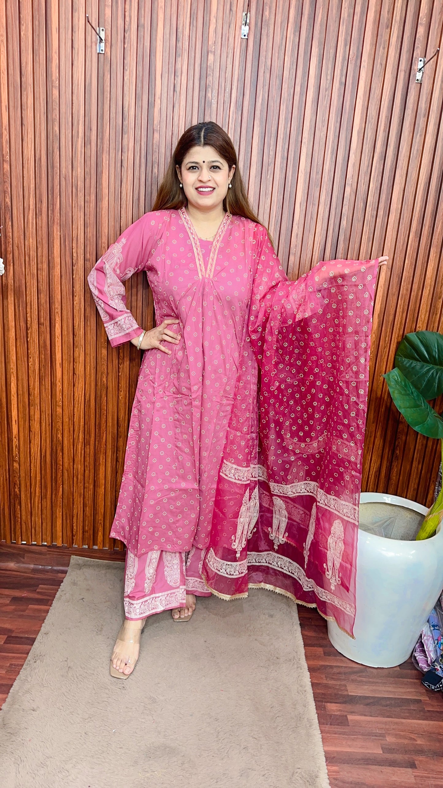 Jamdani A line block print plazo suit set