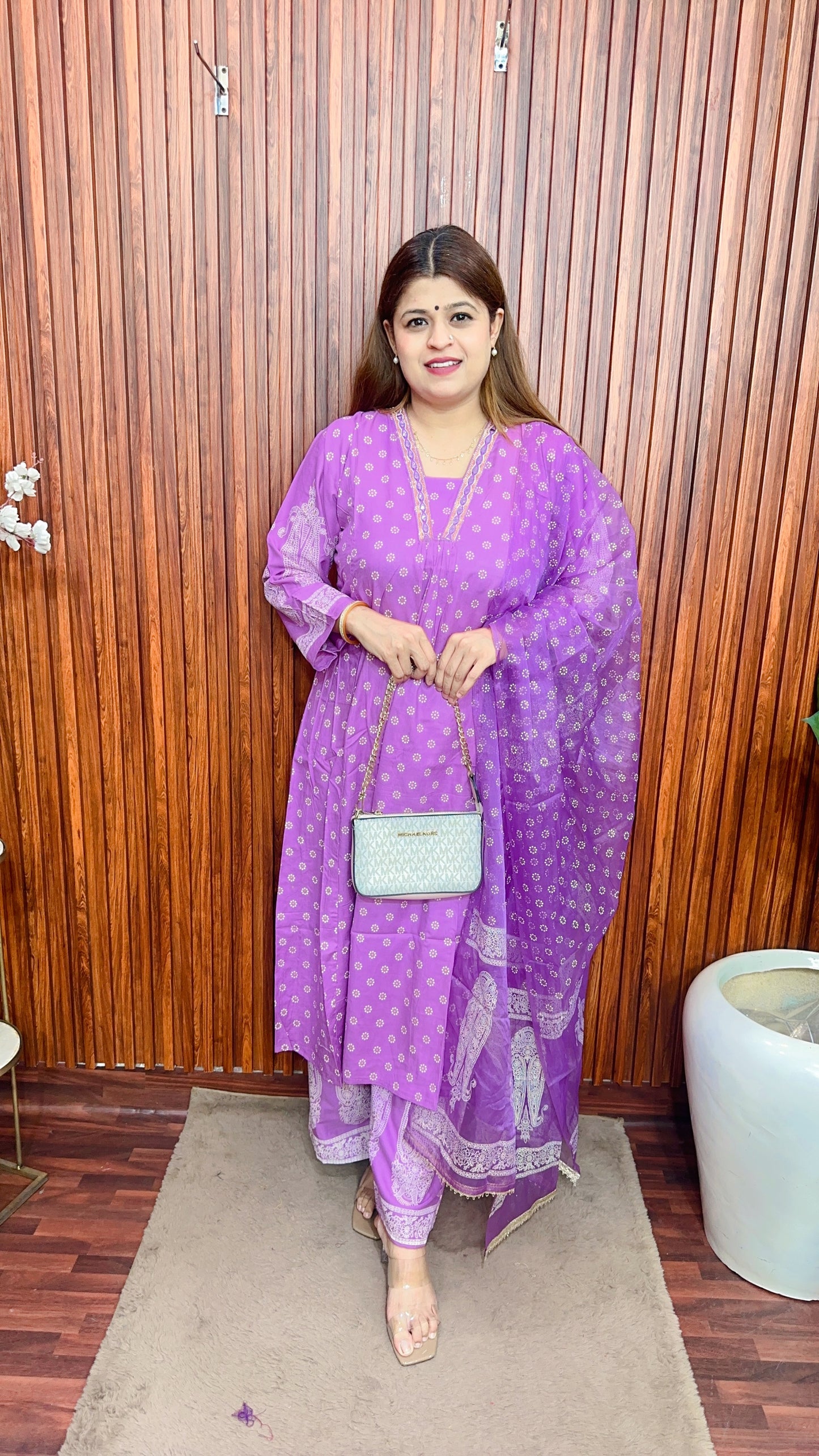 Jamdani A line block print plazo suit set