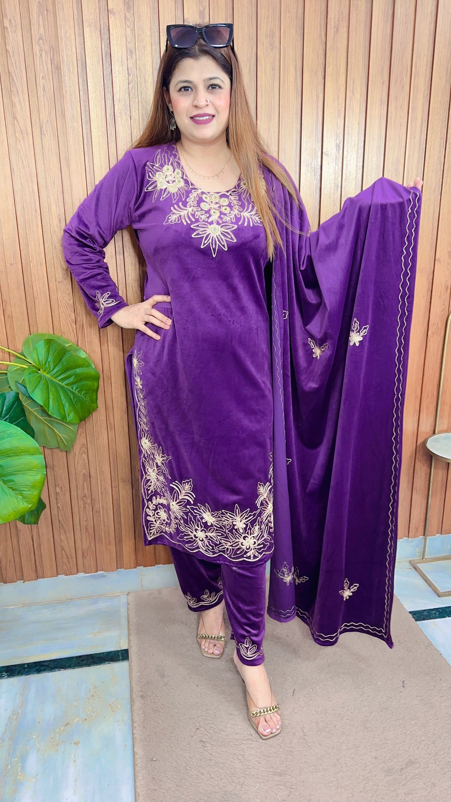 Mirror thread Work Velvet suit