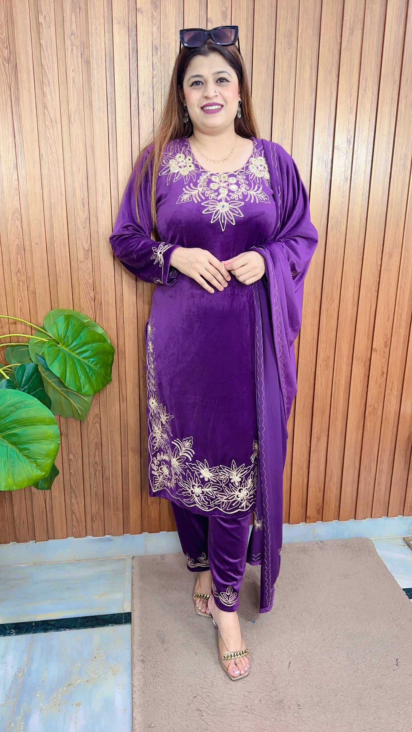 Mirror thread Work Velvet suit