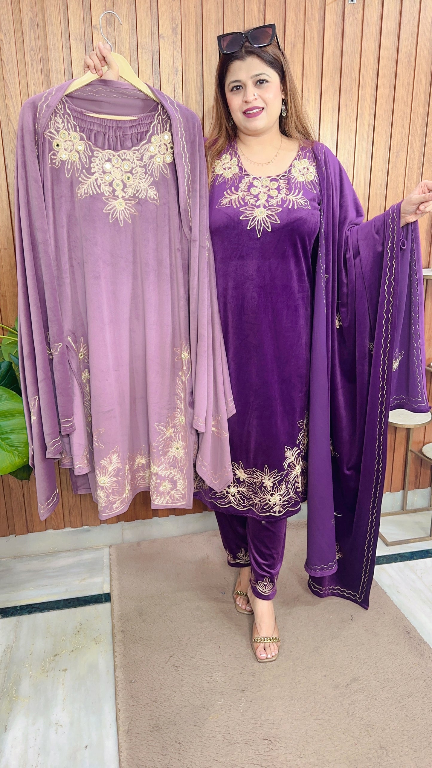 Mirror thread Work Velvet suit