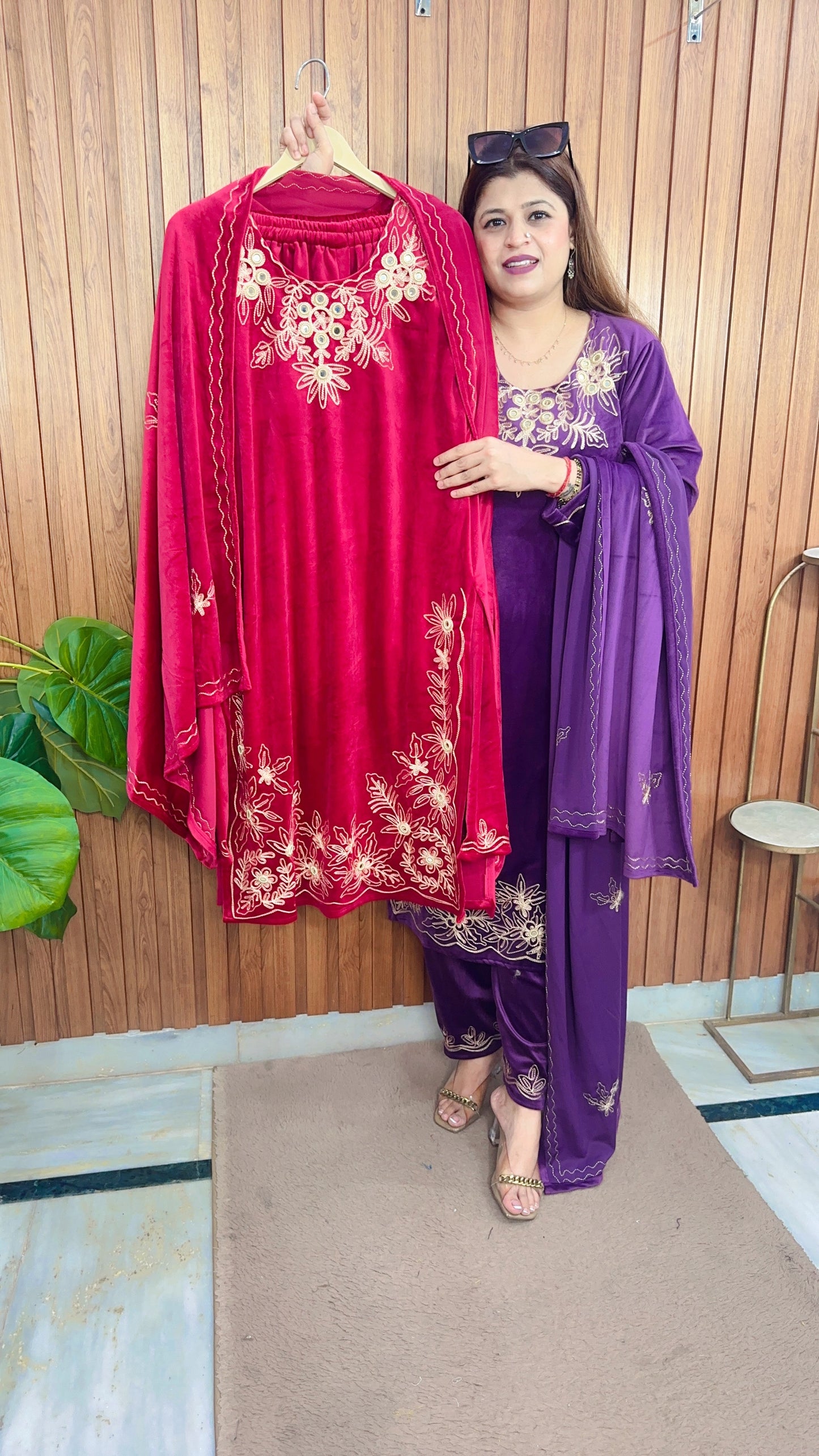 Mirror thread Work Velvet suit