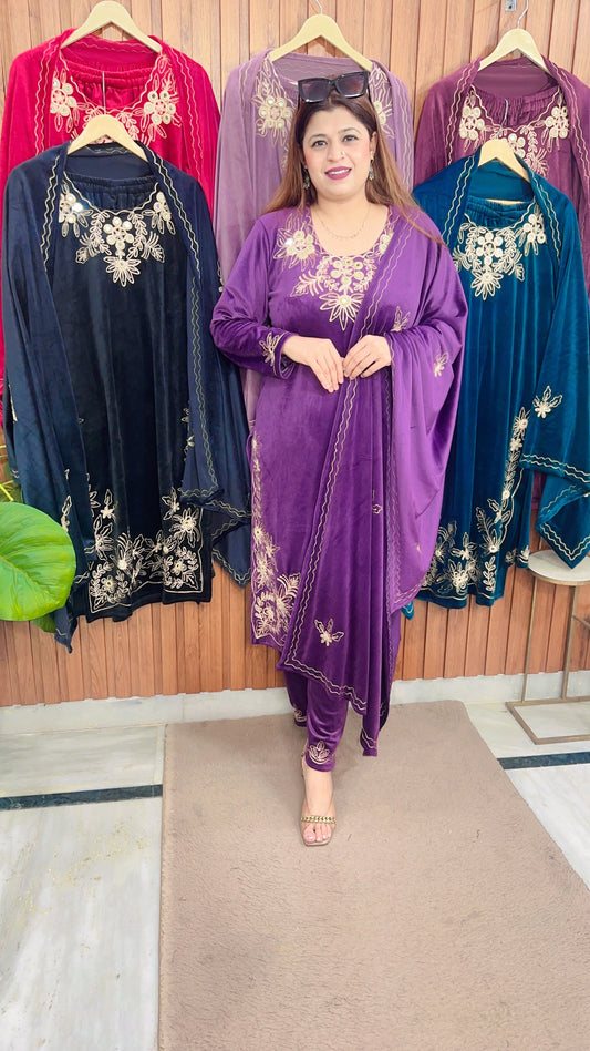 Mirror thread Work Velvet suit
