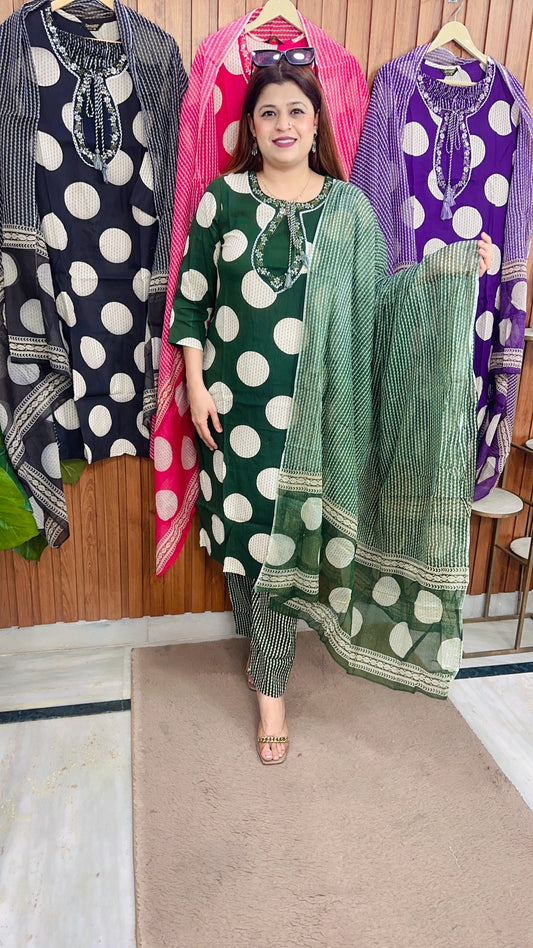 Polka Pure Cotton Suit