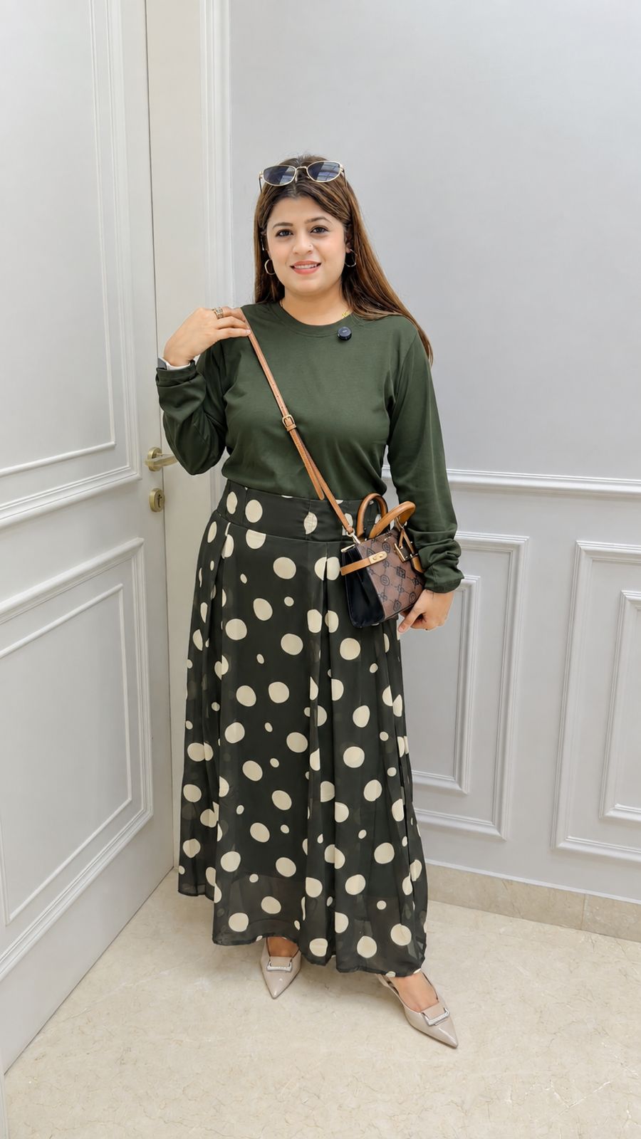 Polka bow skirt set