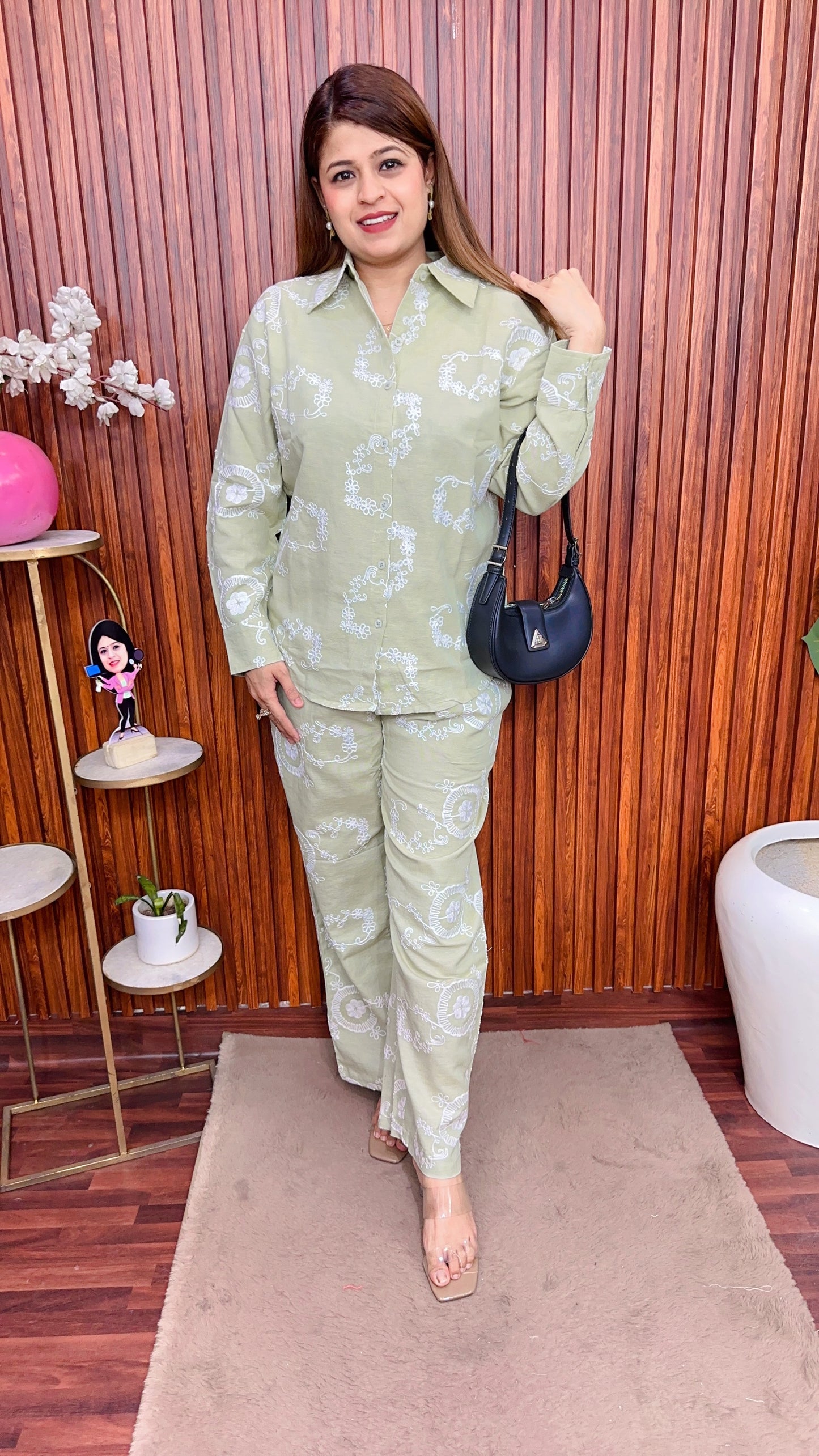 Thread work Linen Cotton coord set