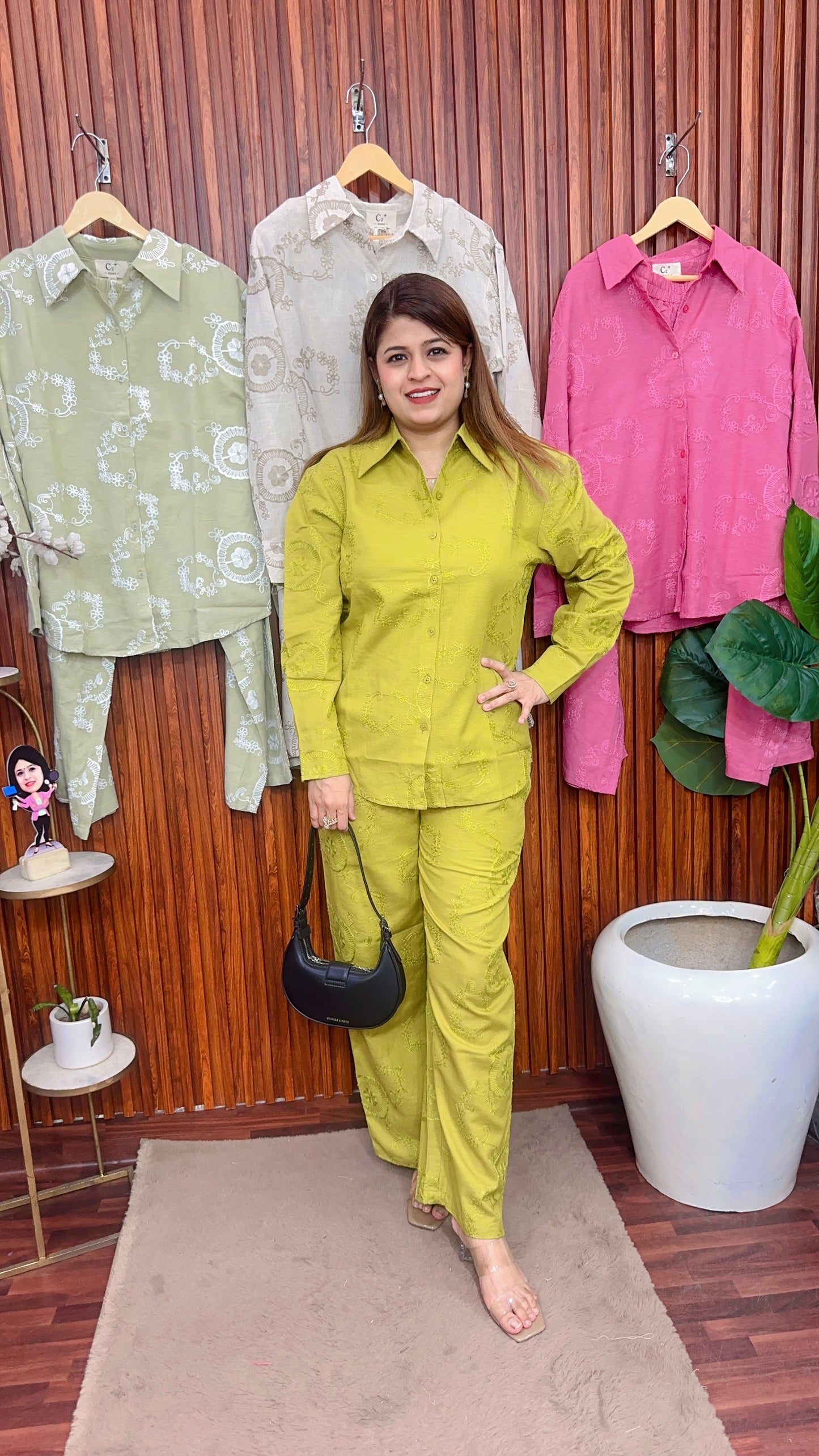 Thread work Linen Cotton coord set