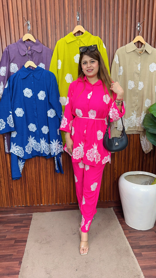 White flower print Coord set