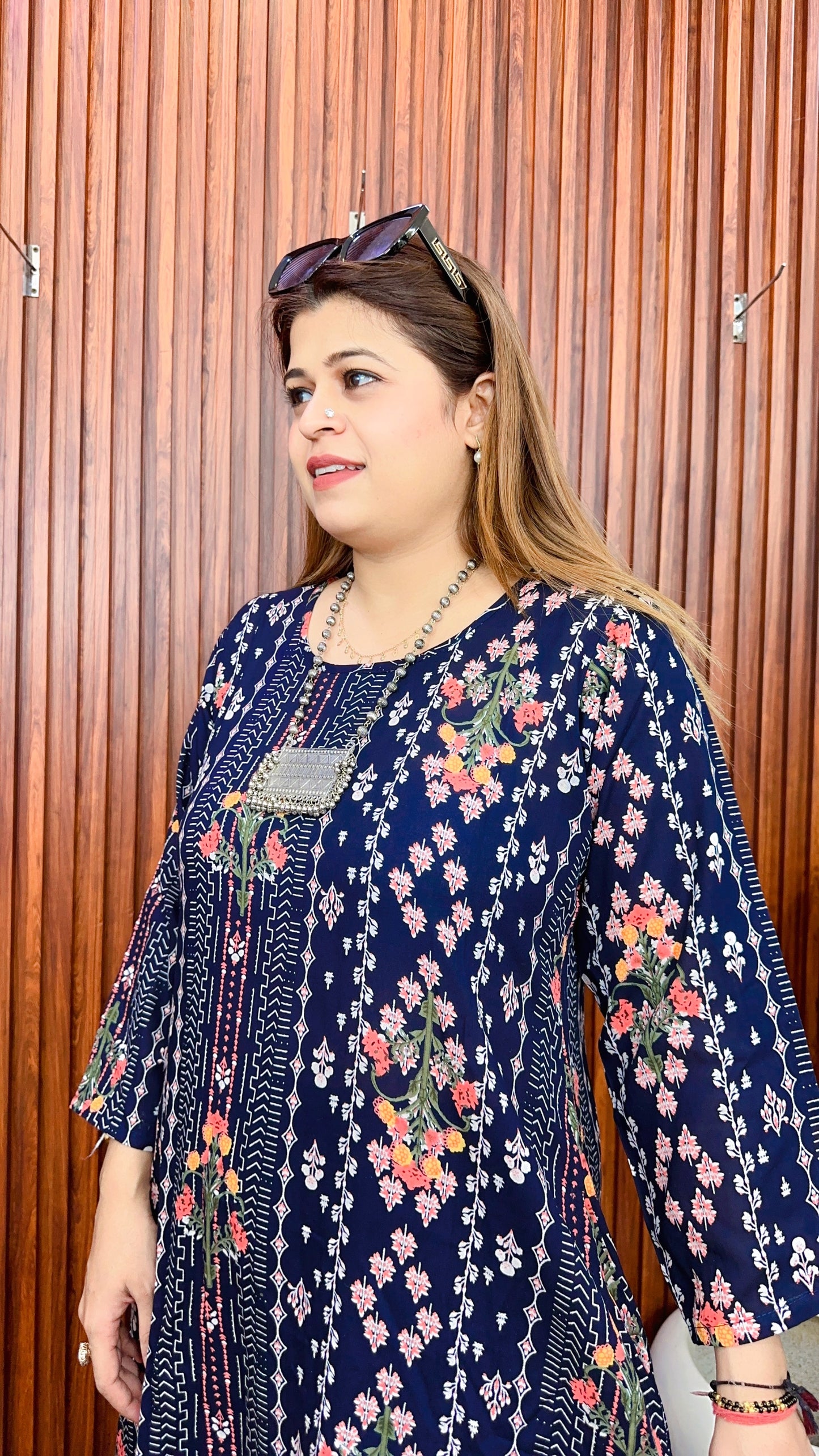 Cotton C Style Cut Printed Kurta Set With Plazo