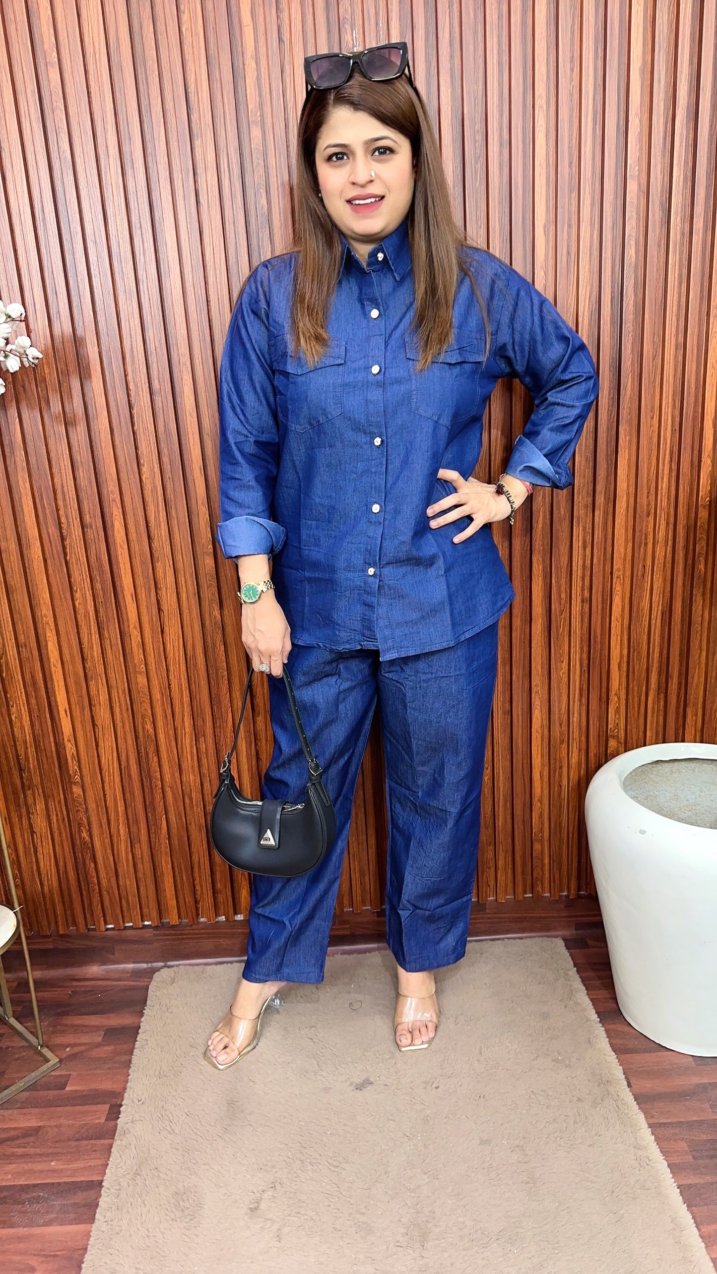 Plain denim coord set