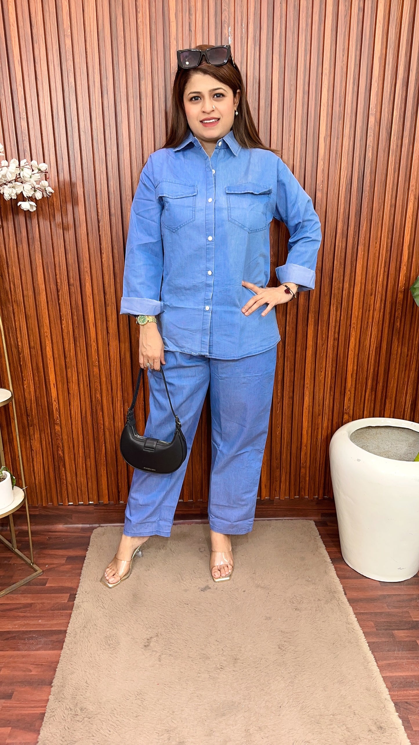 Plain denim coord set