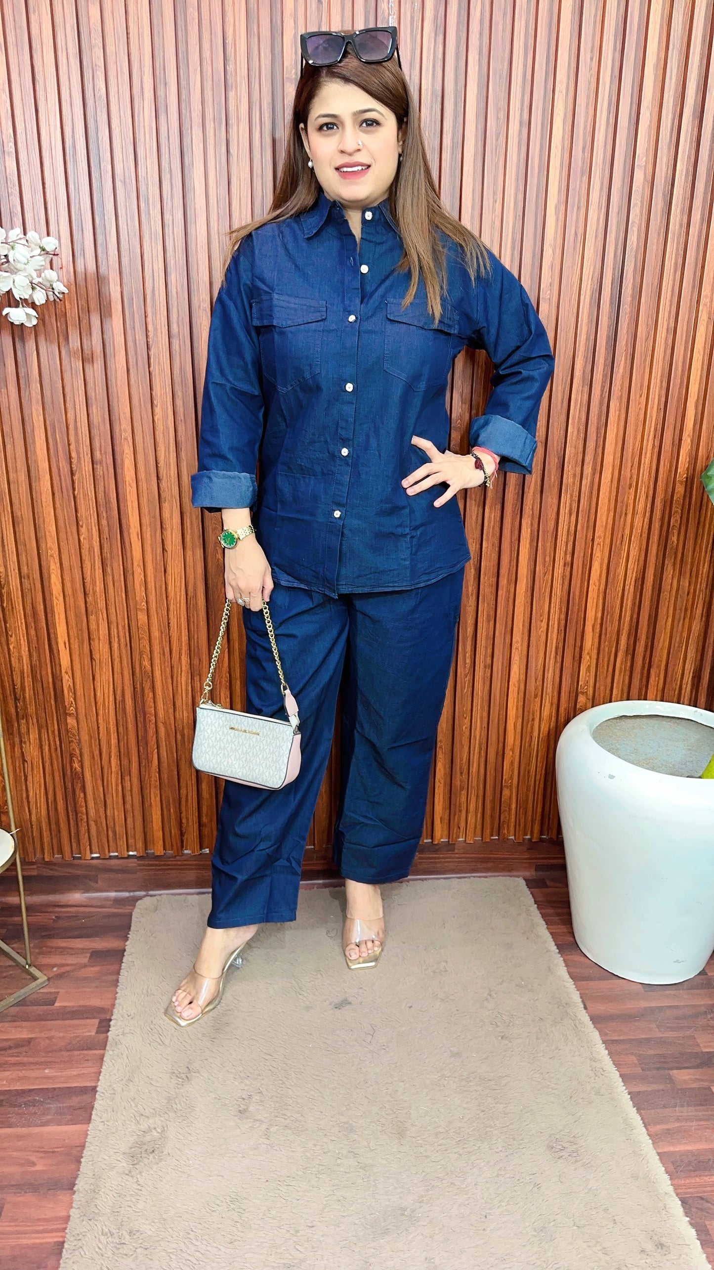 Plain denim coord set
