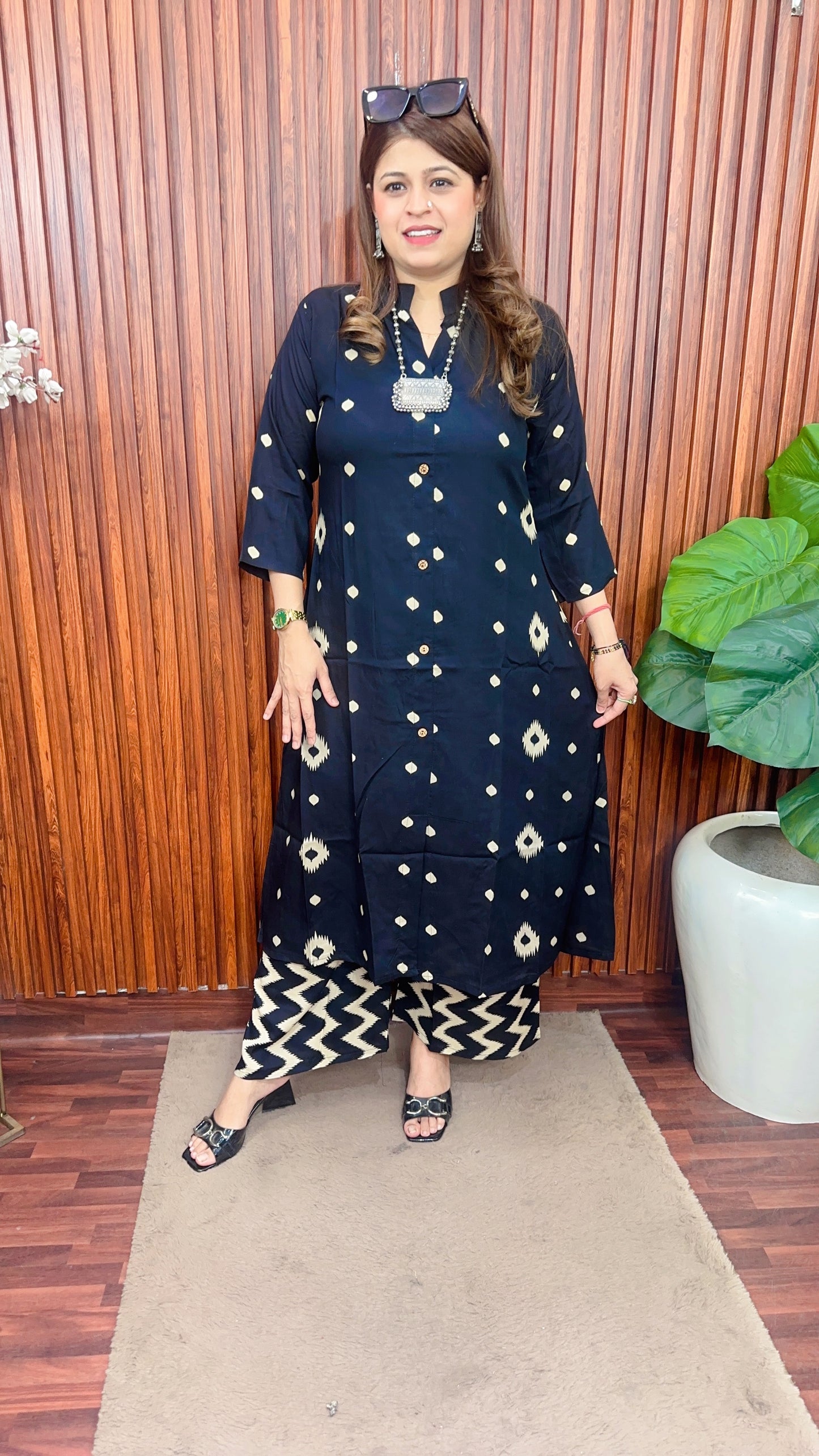 A line cotton kurta set