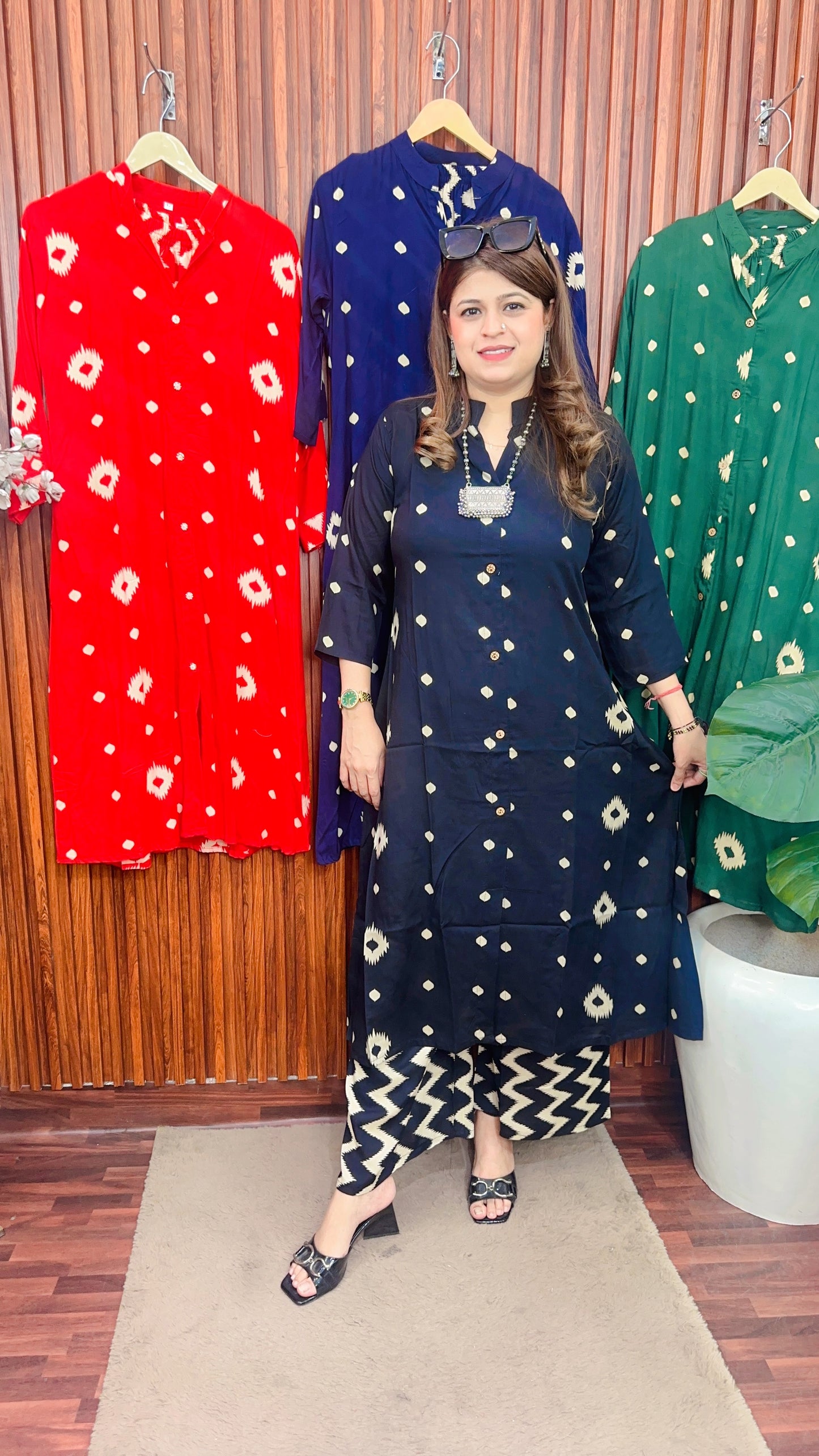 A line cotton kurta set