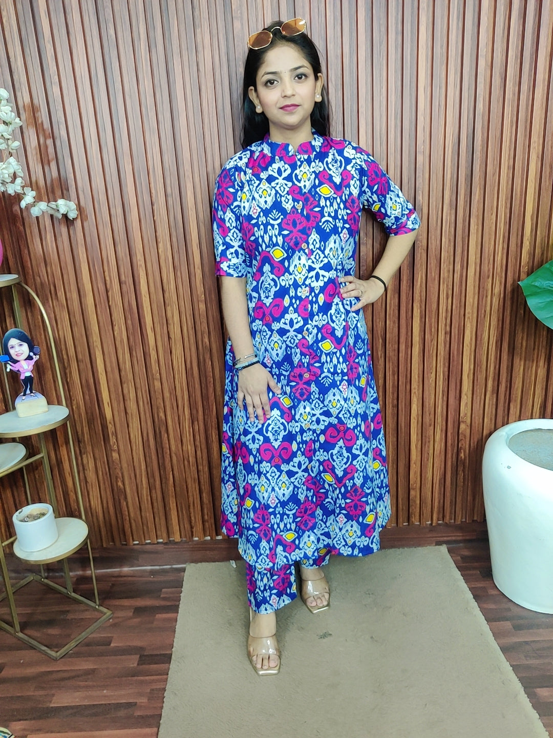 Ikkat Multi Cotton A line kurta set