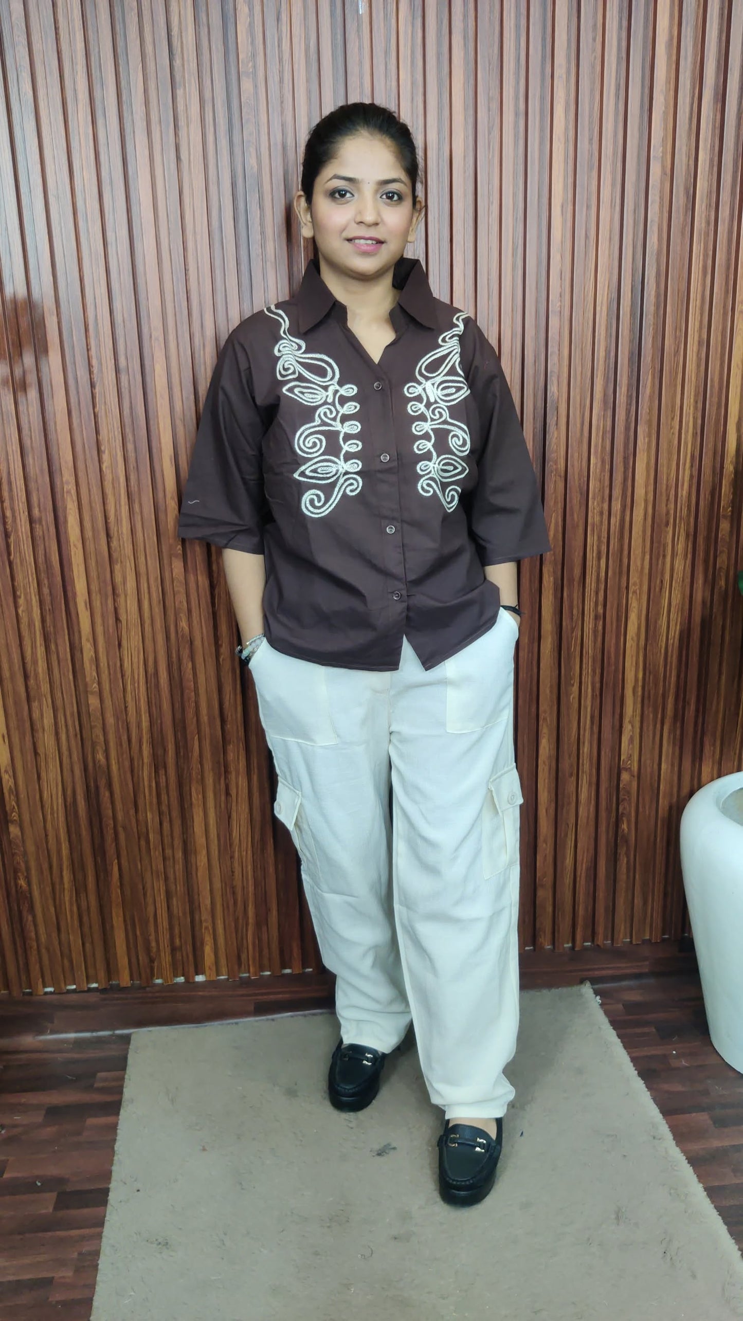 Cargo style White thread coord set