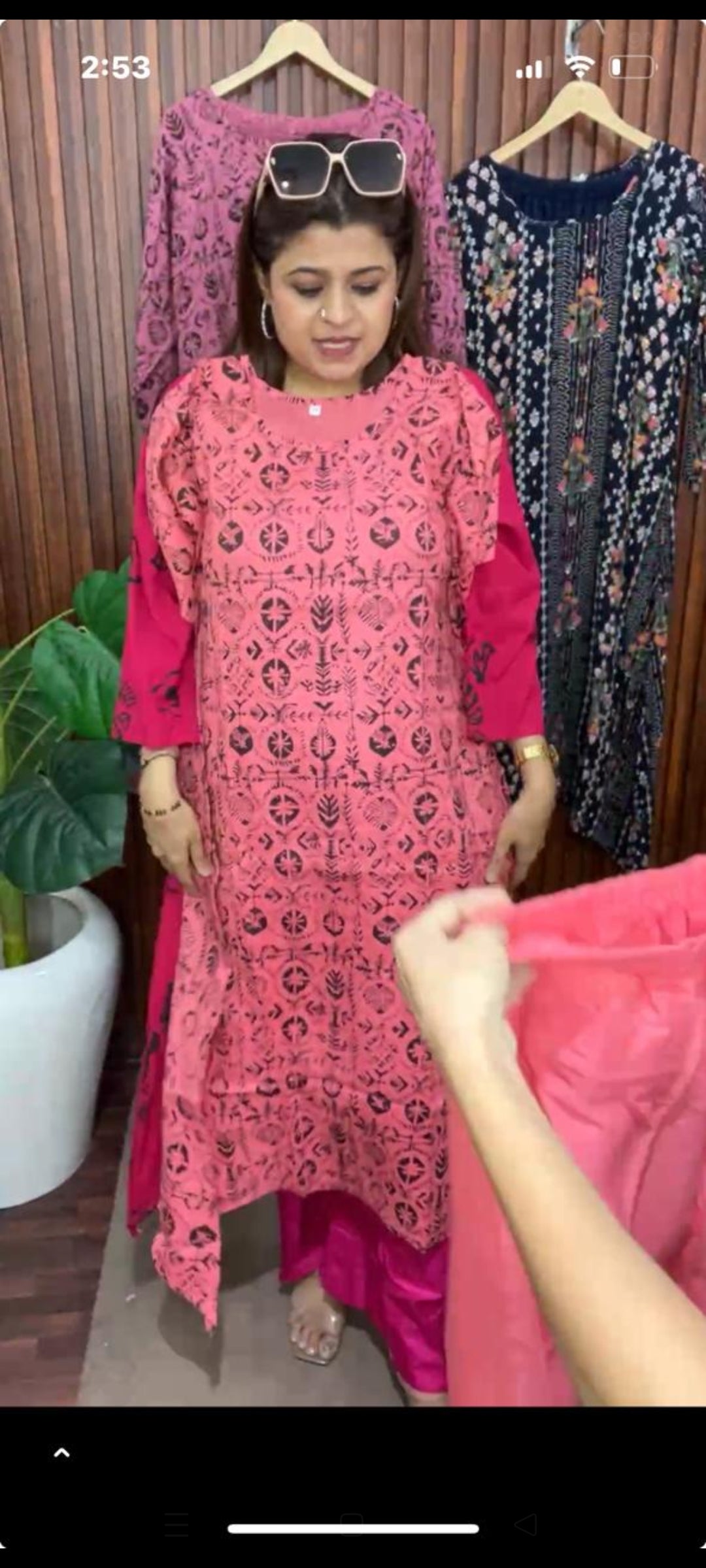 A line C cut cotton print kurta set