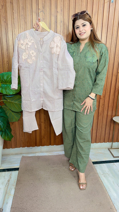 Premium Enmi Flower Cotton linen Coord set