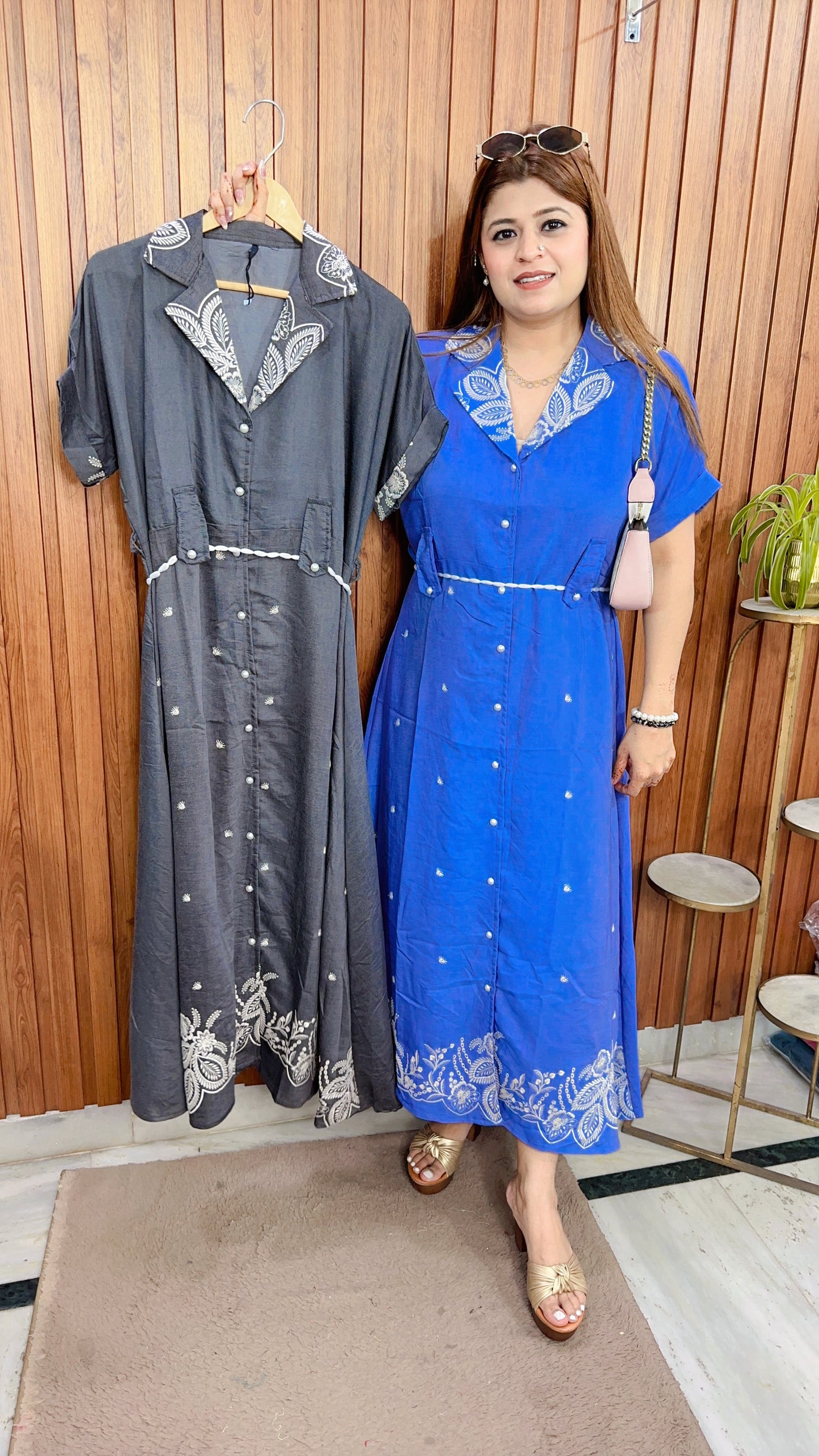 Velina Embroidery Cotton Denim Dress