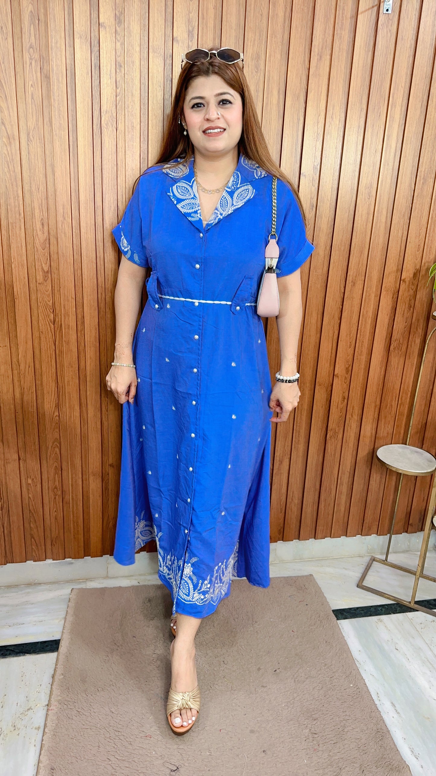 Velina Embroidery Cotton Denim Dress