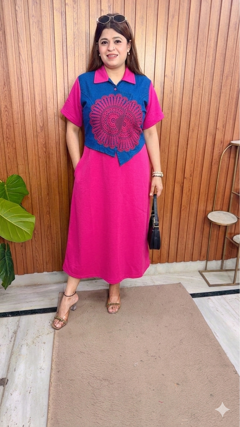 Denim Crochet Imported Lycra Dress